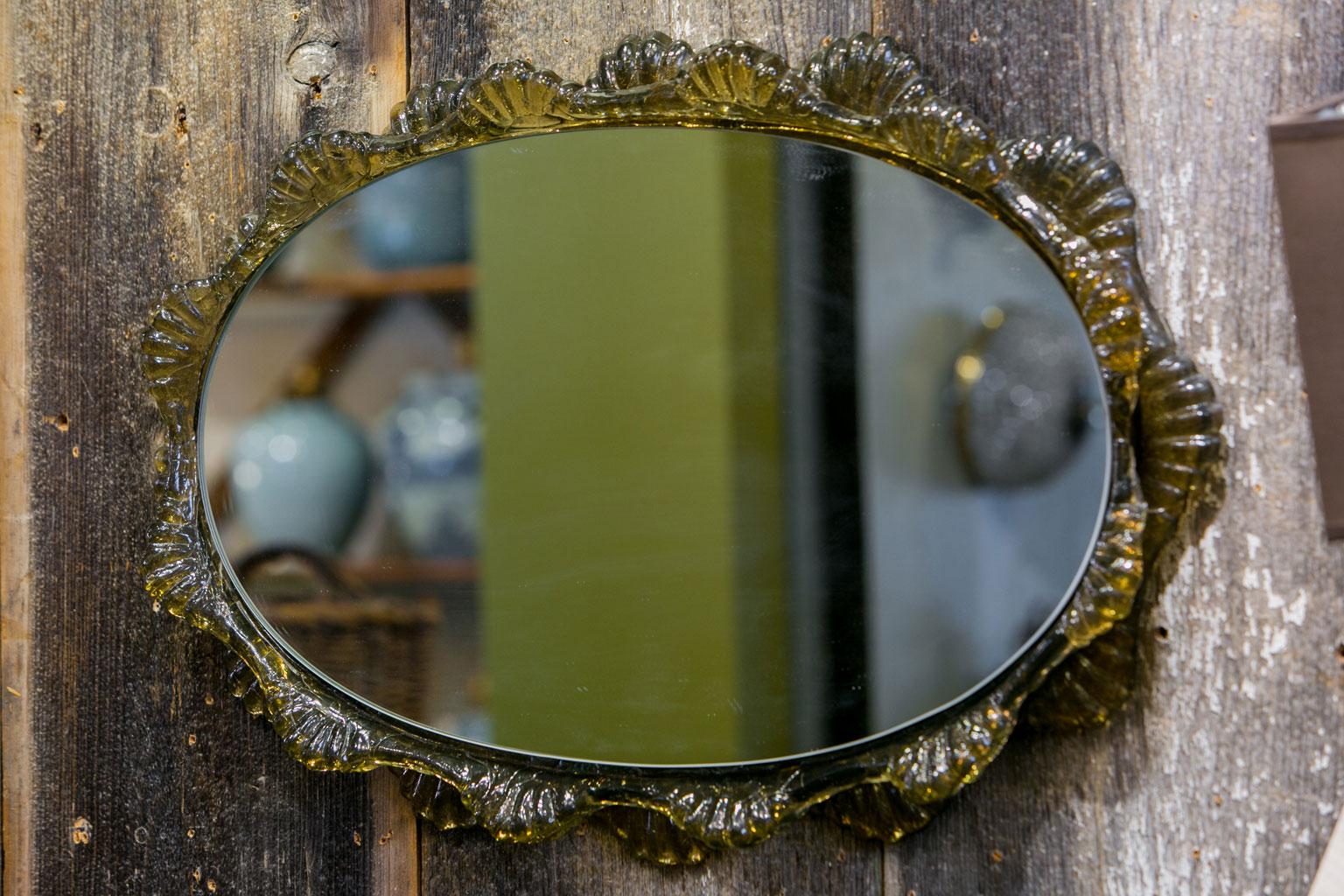 Glazed Mid-Century Polycarbonate Mirror that looks like Murano Glass
