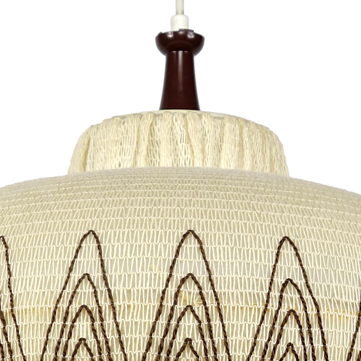 Mid-20th Century Mid-Century Modern Plastic Pendant with Embroidery and Fringes in Chinoiserie