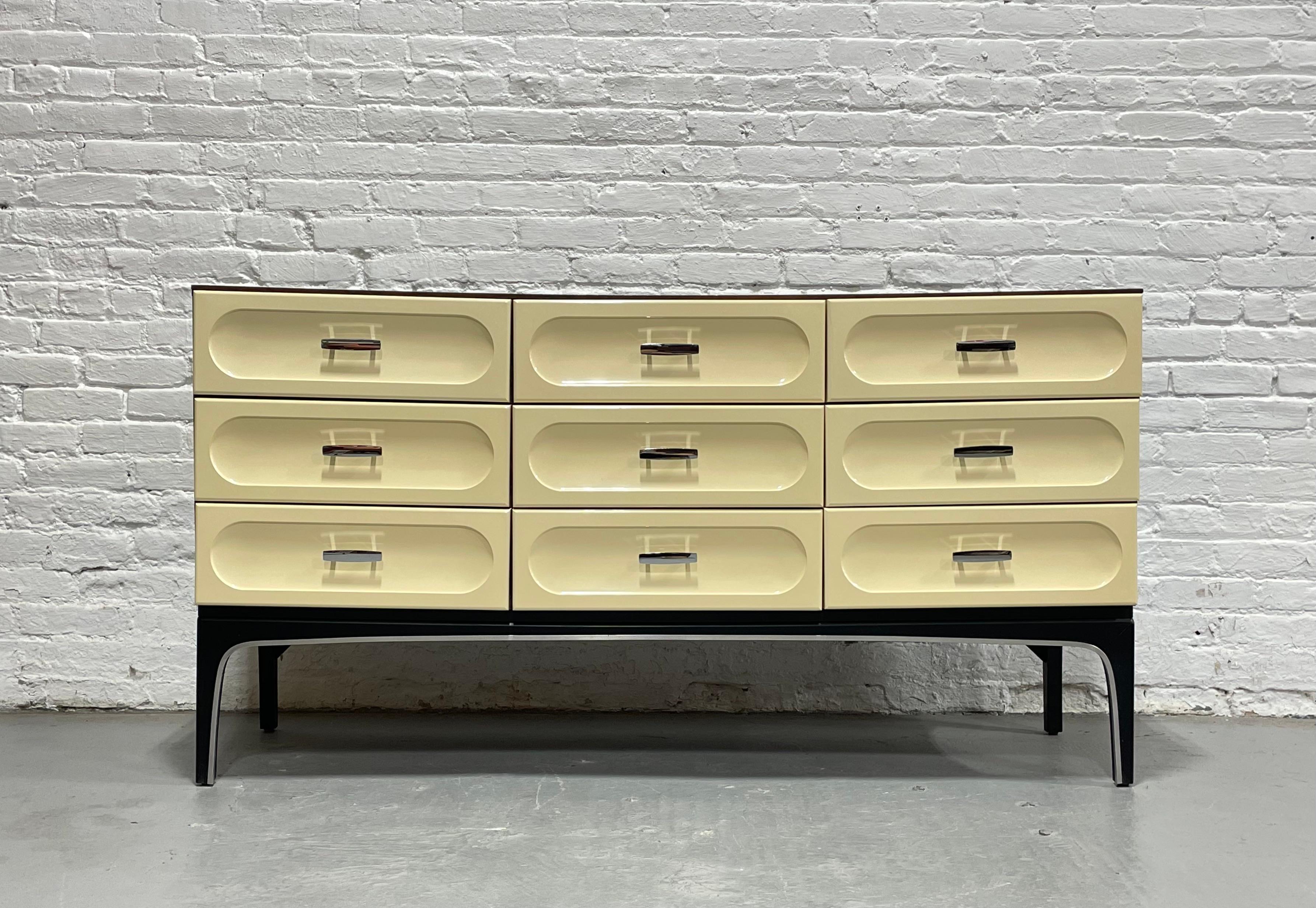 Mid-Century Modern Mid Century Modern Plastic + ROSEWOOD CREDENZA / Long Dresser by Vallieres For Sale