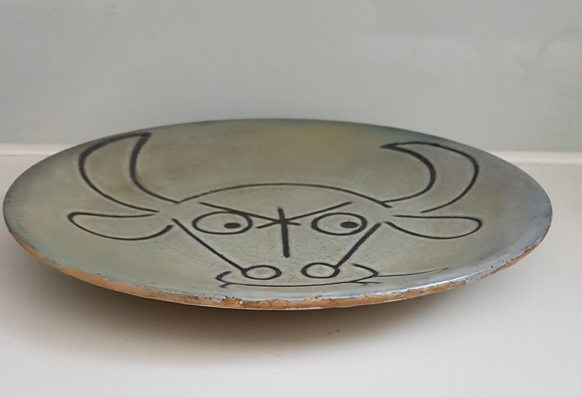 Mid-Century Modern Mid Century Modern plate by Robert Picault, France For Sale
