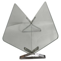 Portariviste scultoreo con pannello di vetro di metà secolo moderno C1968
