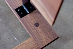 Mid Century Modern Platform Bed With Solid Wood Headboard in Walnut