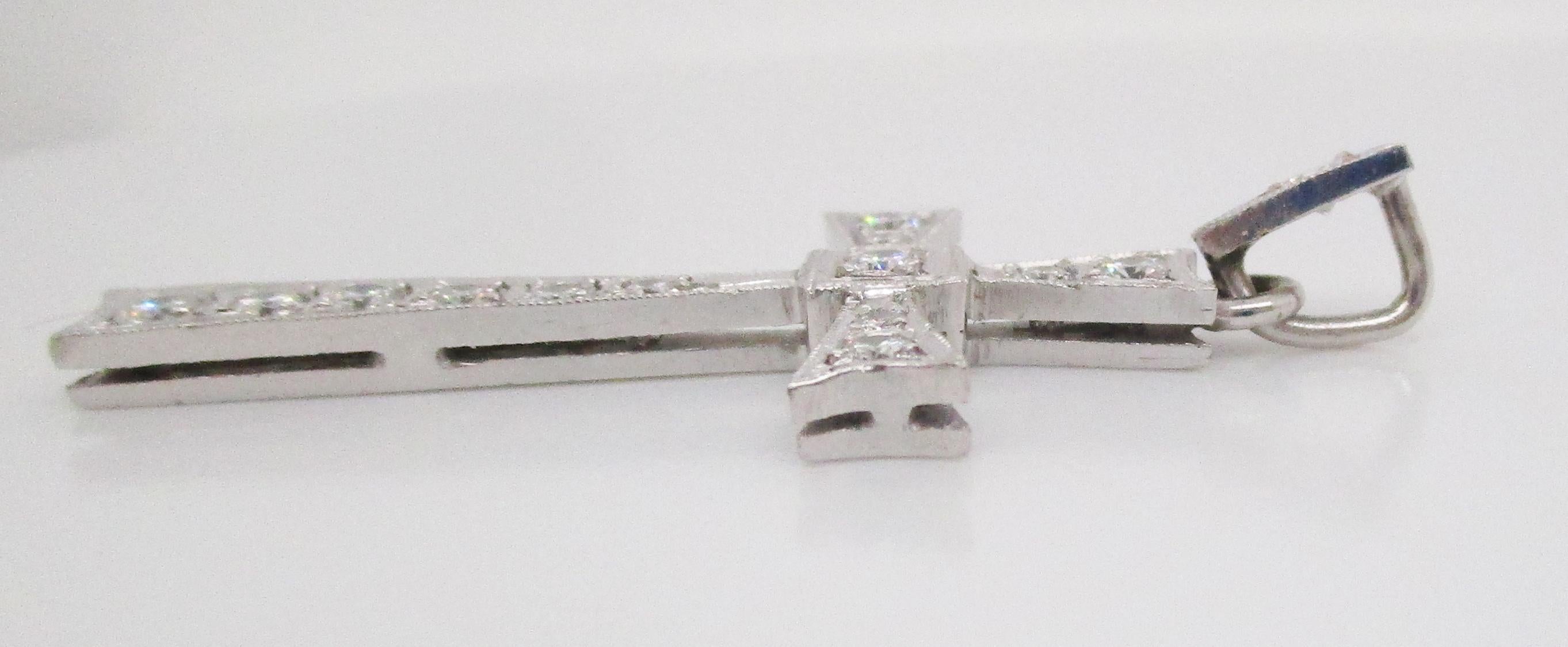 Mid-Century Modern Platinum and Diamond Cross Pendant For Sale 3