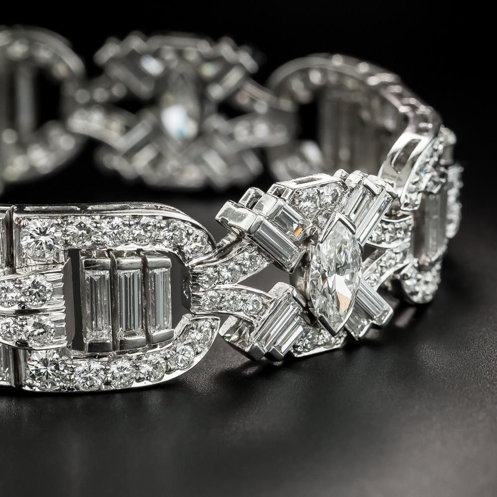 Women's Mid-Century Modern Platinum Diamond Bracelet For Sale