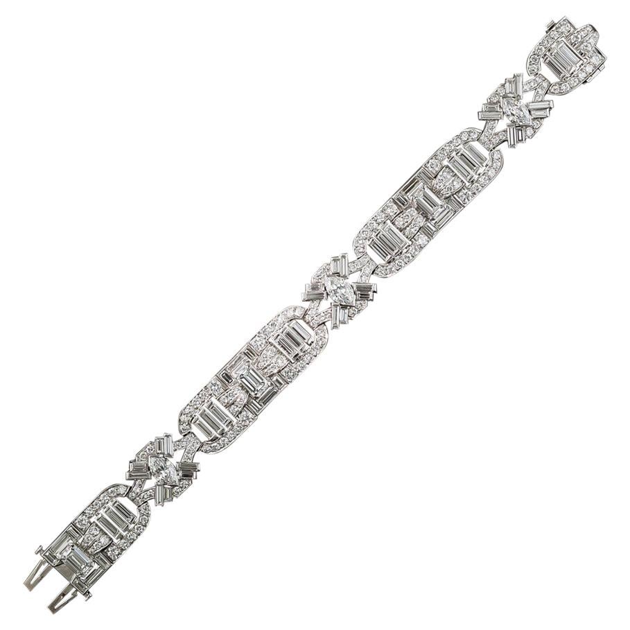 Mid-Century Modern Platinum Diamond Bracelet For Sale