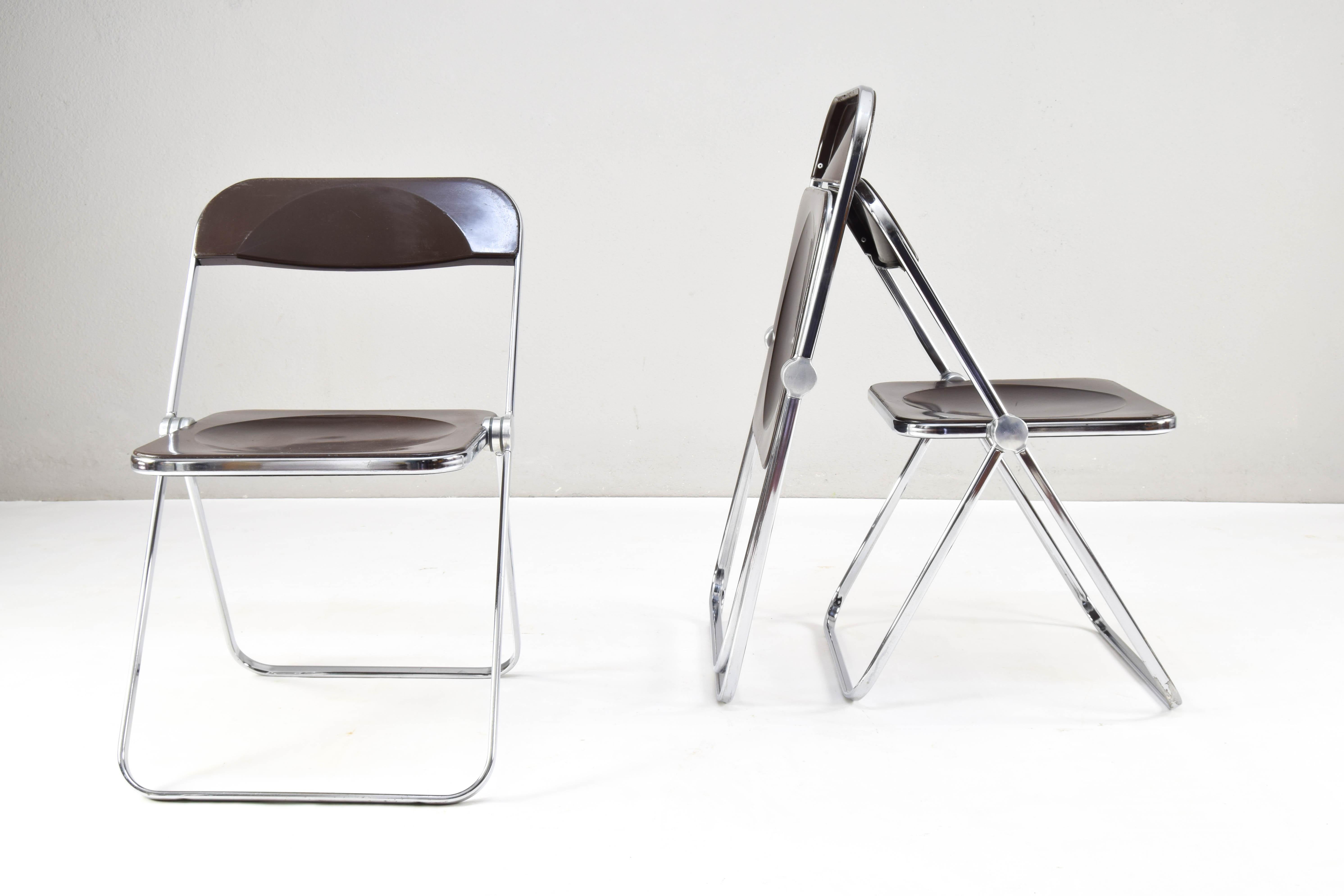 Mid-Century Modern Plia Folding Chair by Gianmarco Piretti to Castelli Italy 60s In Fair Condition In Escalona, Toledo
