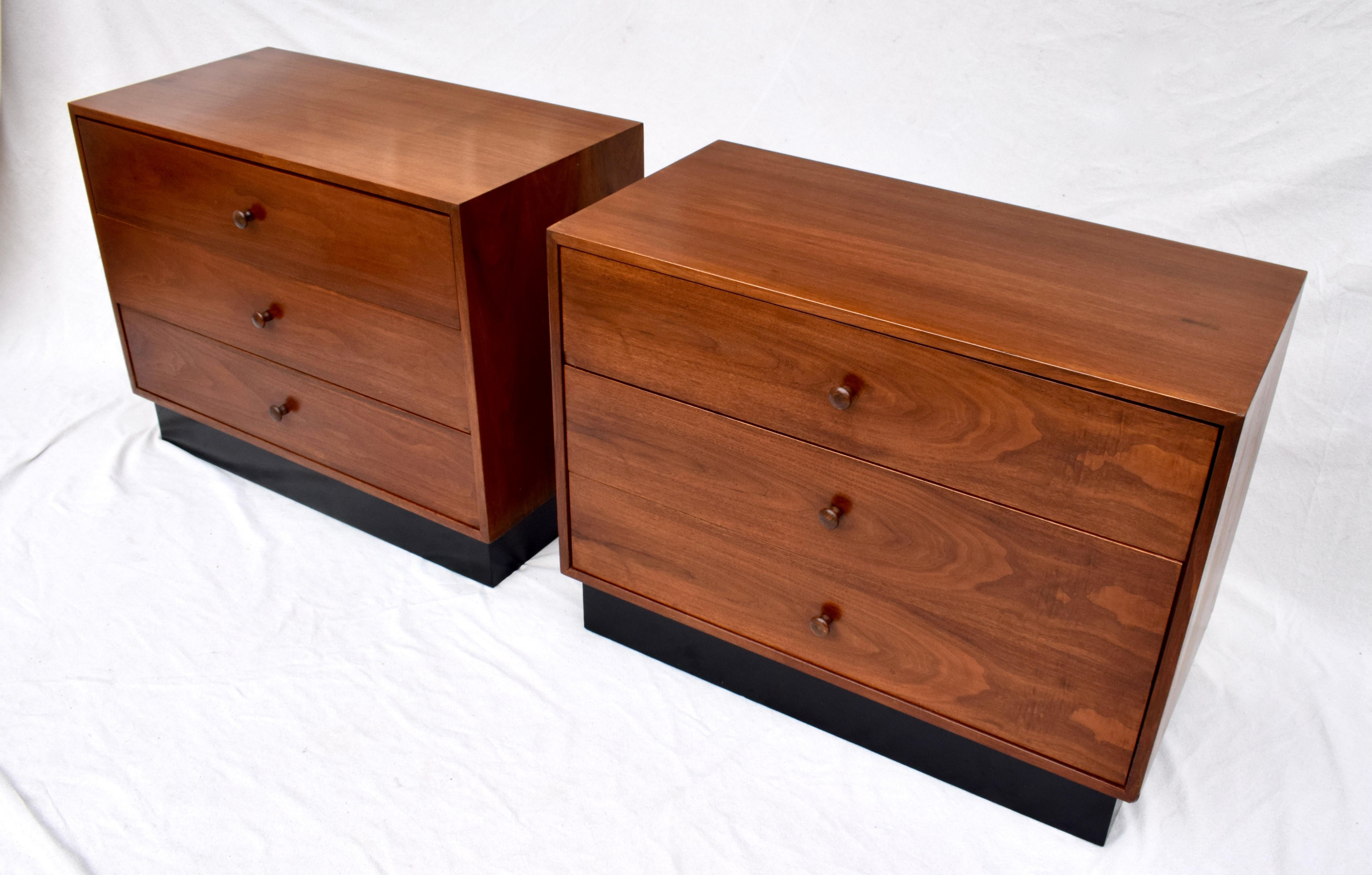 American Mid-Century Modern Plinth Base Chests of Drawers