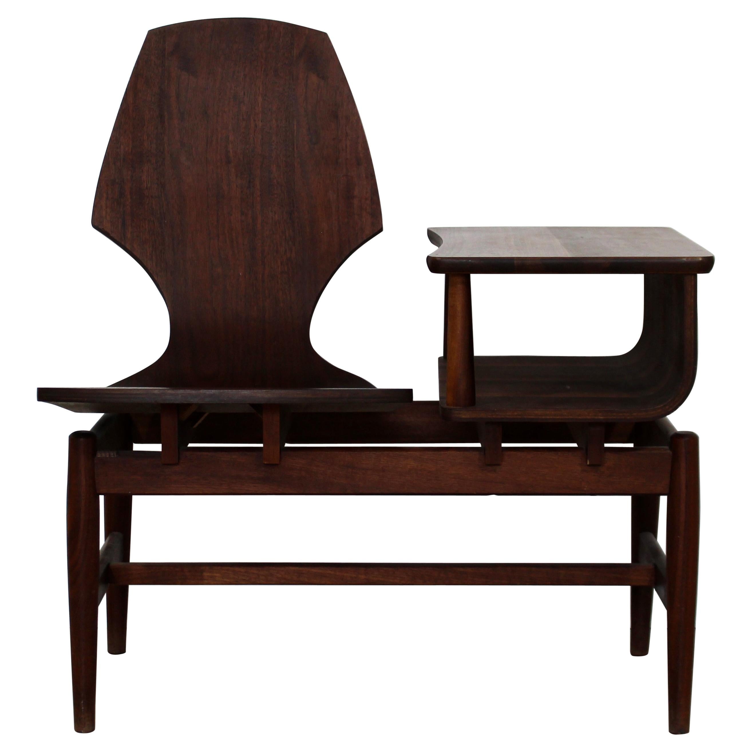 Mid-Century Modern Plycraft Bentwood Telephone Gossip Table and Side Chair