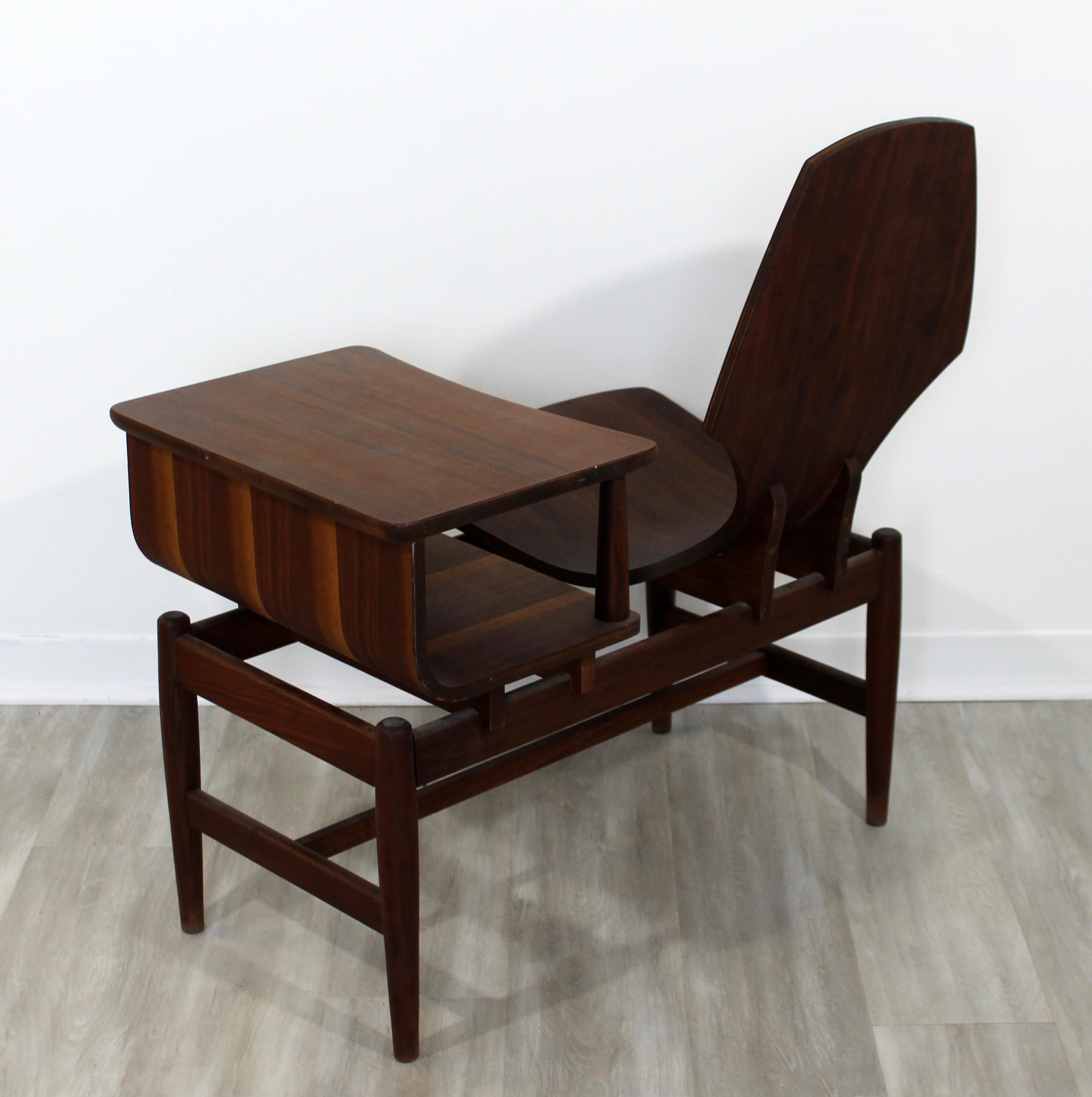 Mid-Century Modern Plycraft Bentwood Telephone Gossip Table and Side Chair In Good Condition In Keego Harbor, MI