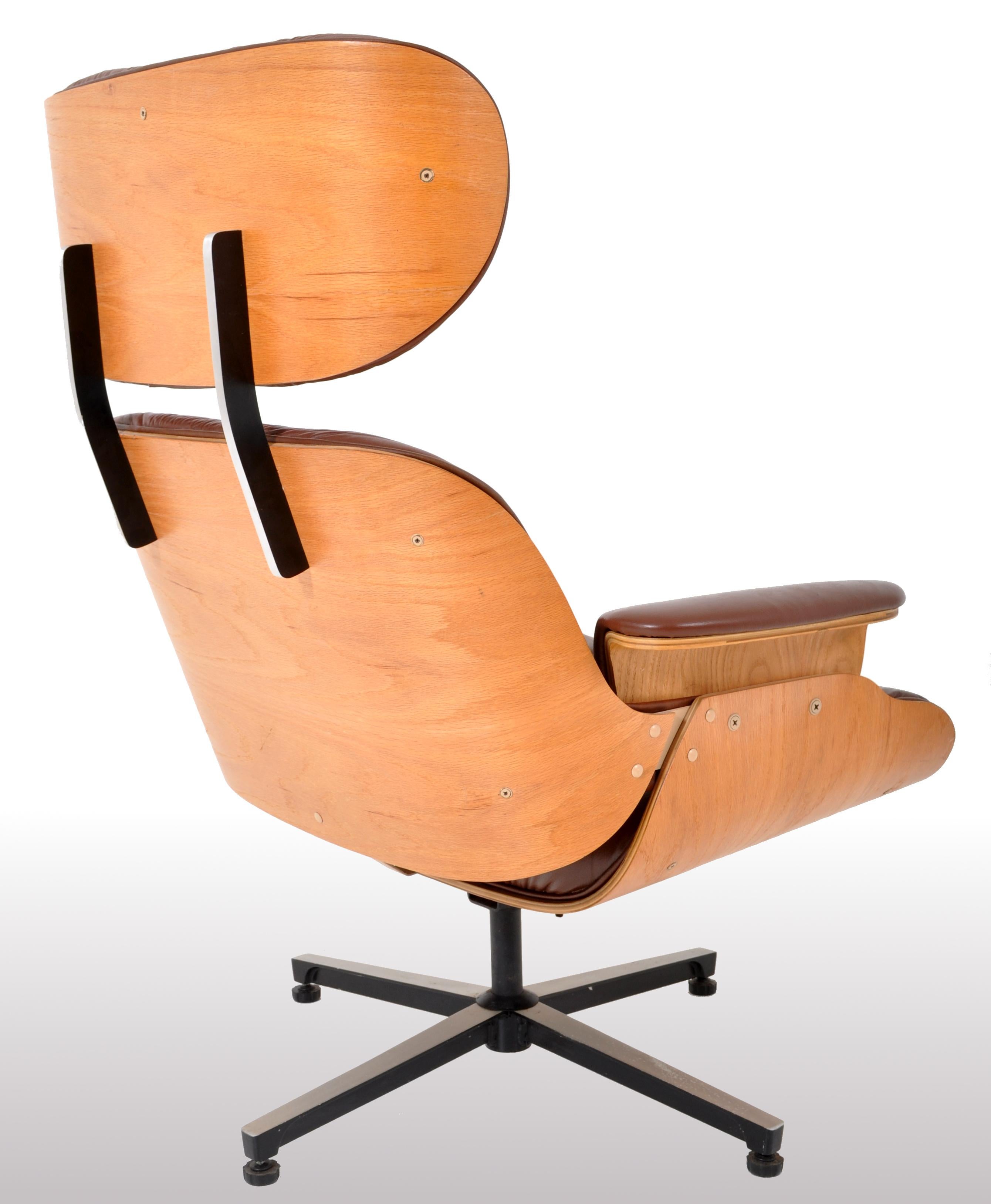 Mid-Century Modern Plycraft Eames 670/71 Lounge Chair Recliner and Ottoman 1960s 1
