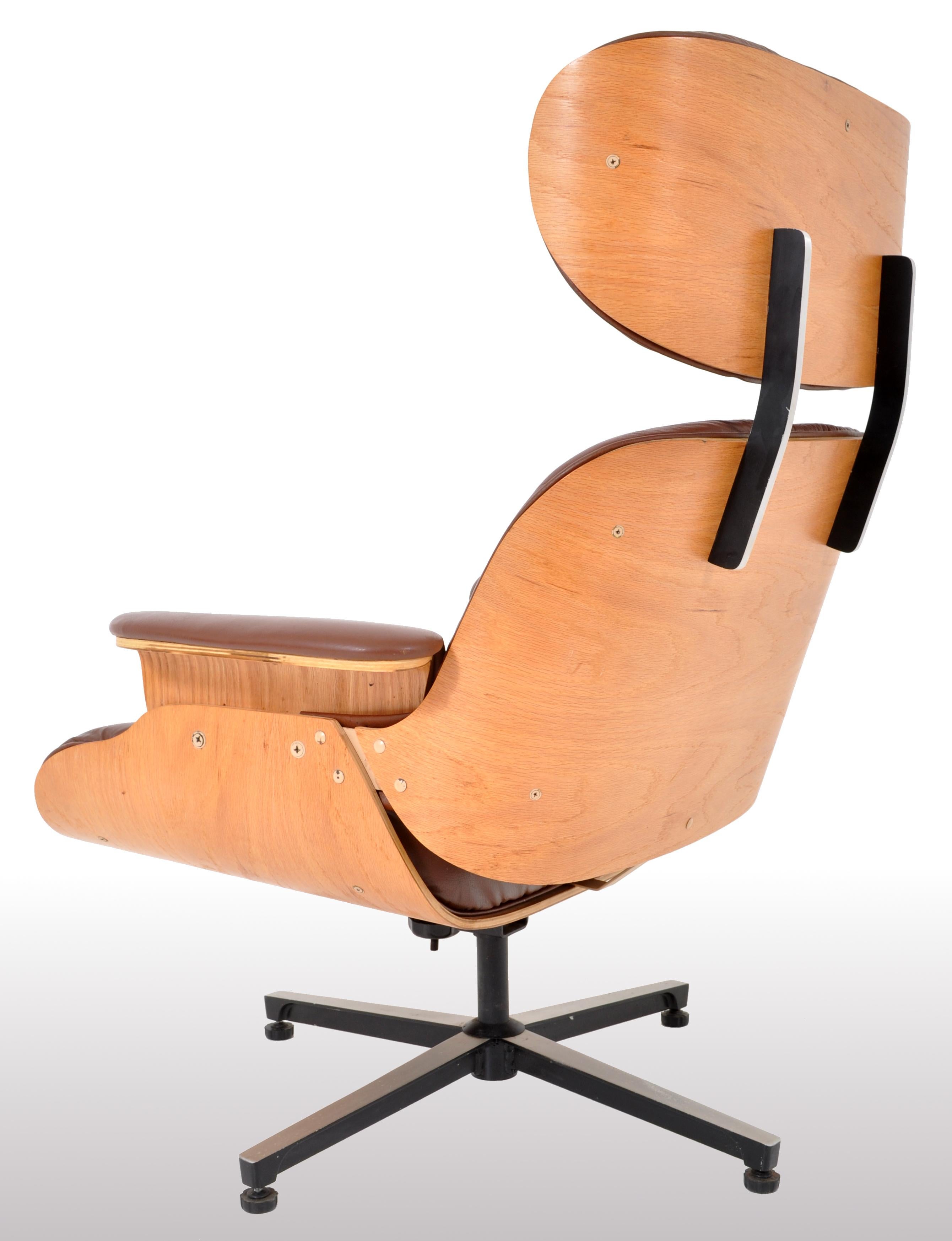 Mid-Century Modern Plycraft Eames 670/71 Lounge Chair Recliner and Ottoman 1960s 2