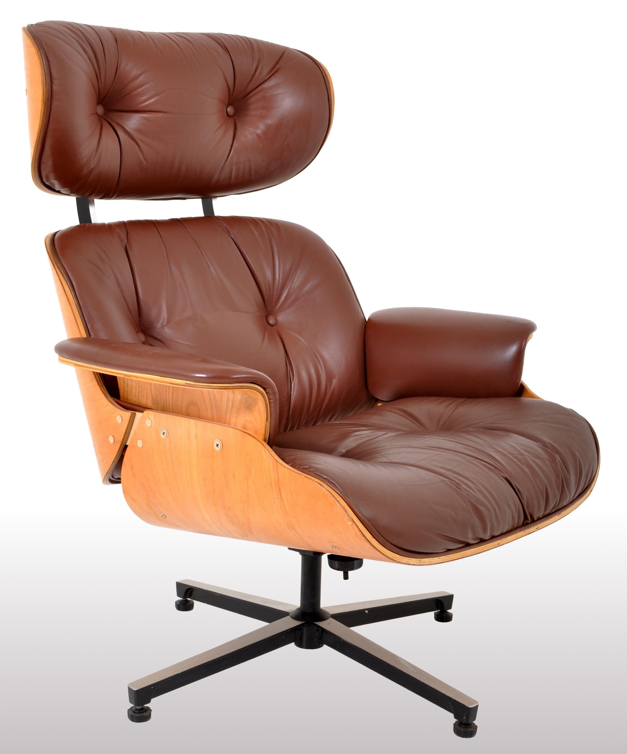 Mid-Century Modern Plycraft Eames 670/71 Lounge Chair Recliner and Ottoman 1960s In Good Condition In Portland, OR