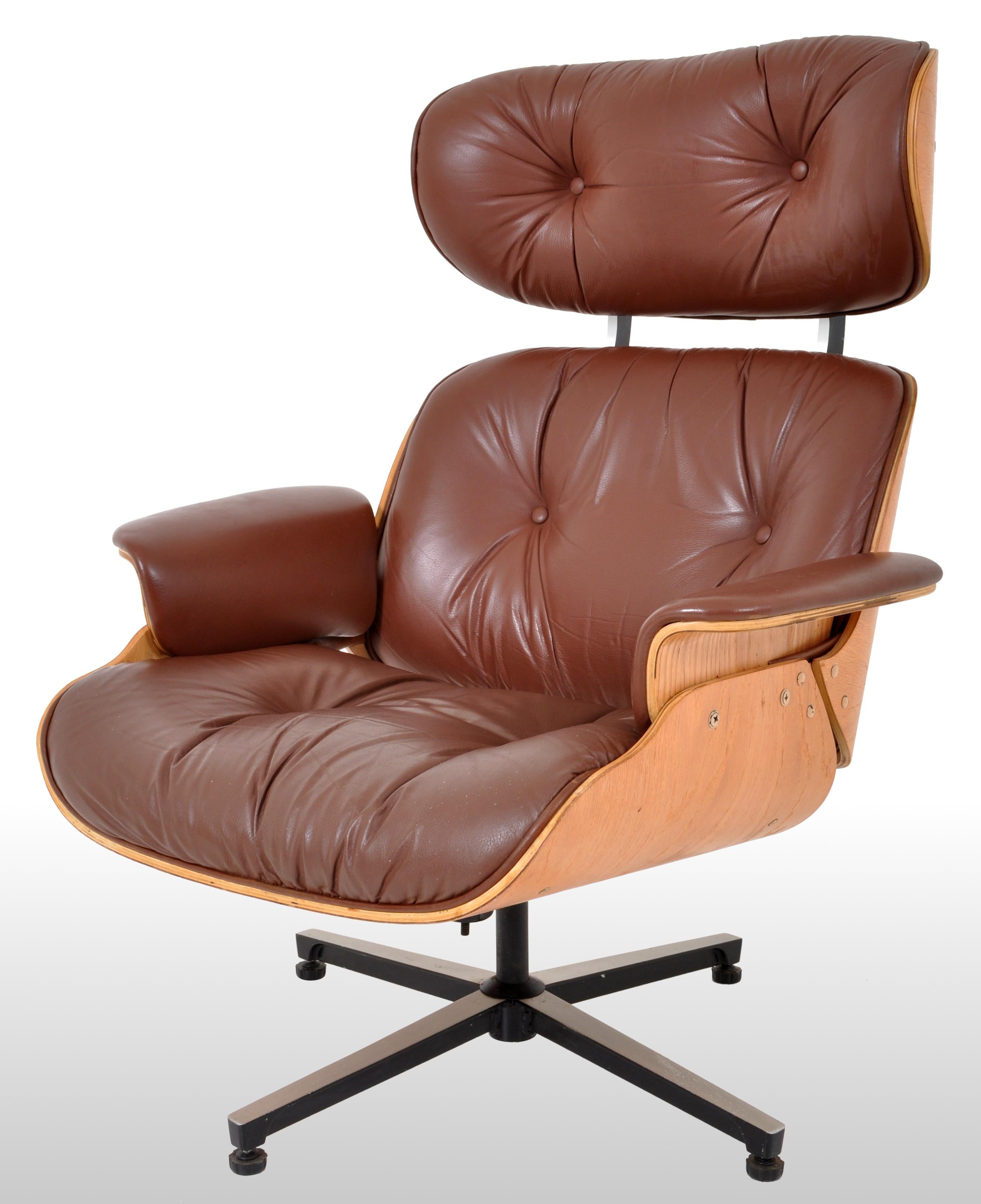 20th Century Mid-Century Modern Plycraft Eames 670/71 Lounge Chair Recliner and Ottoman 1960s