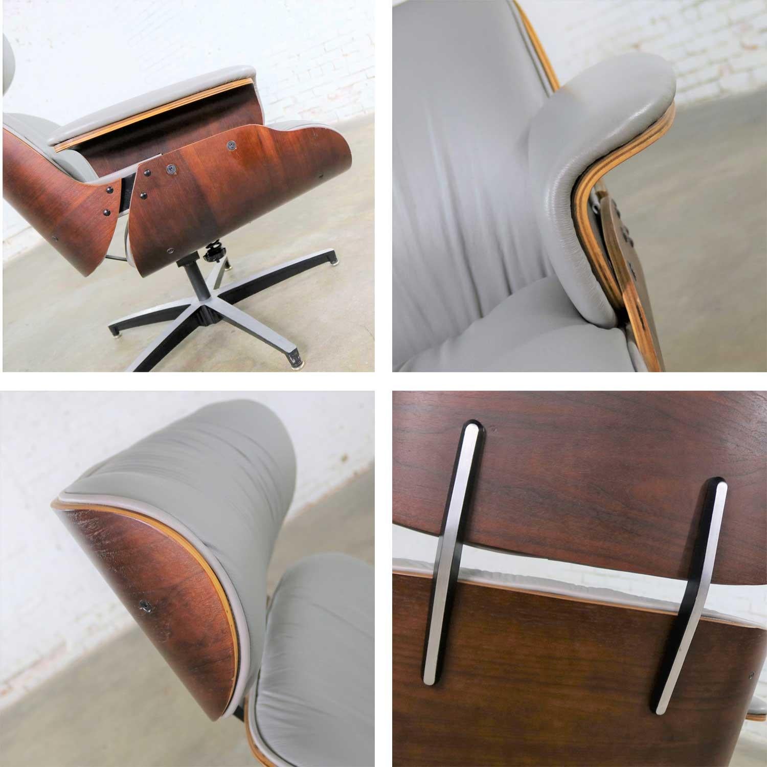 Midcentury Modern Plycraft Lounge Chair and Ottoman in Gray and Walnut 6