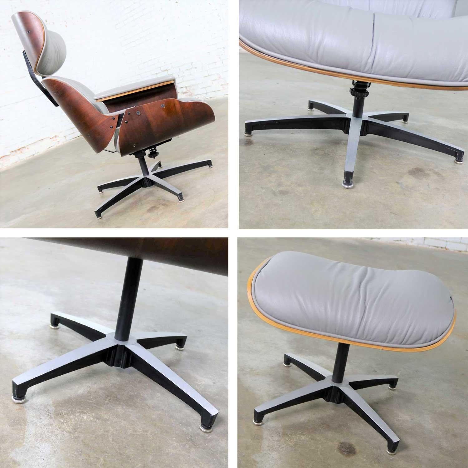 Midcentury Modern Plycraft Lounge Chair and Ottoman in Gray and Walnut 7