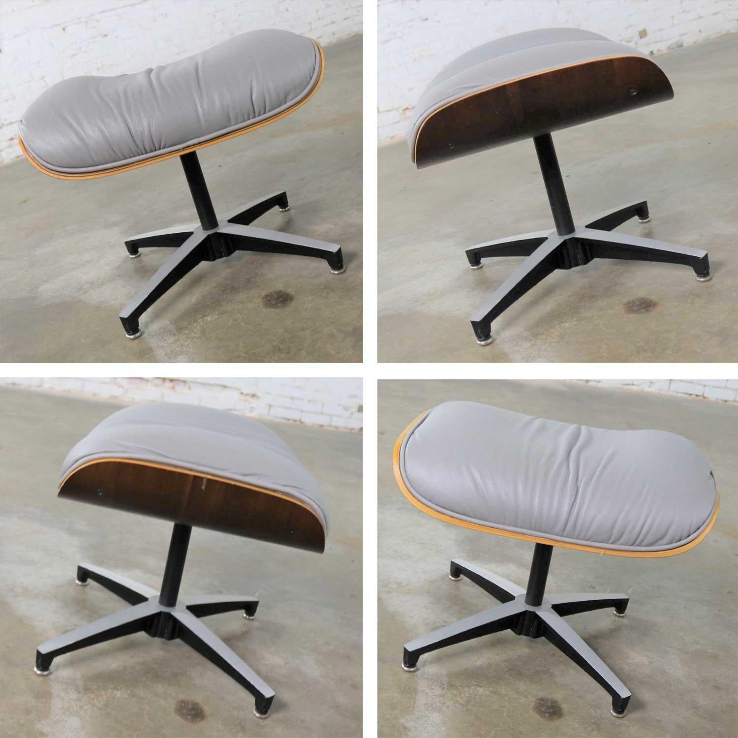 Midcentury Modern Plycraft Lounge Chair and Ottoman in Gray and Walnut 8