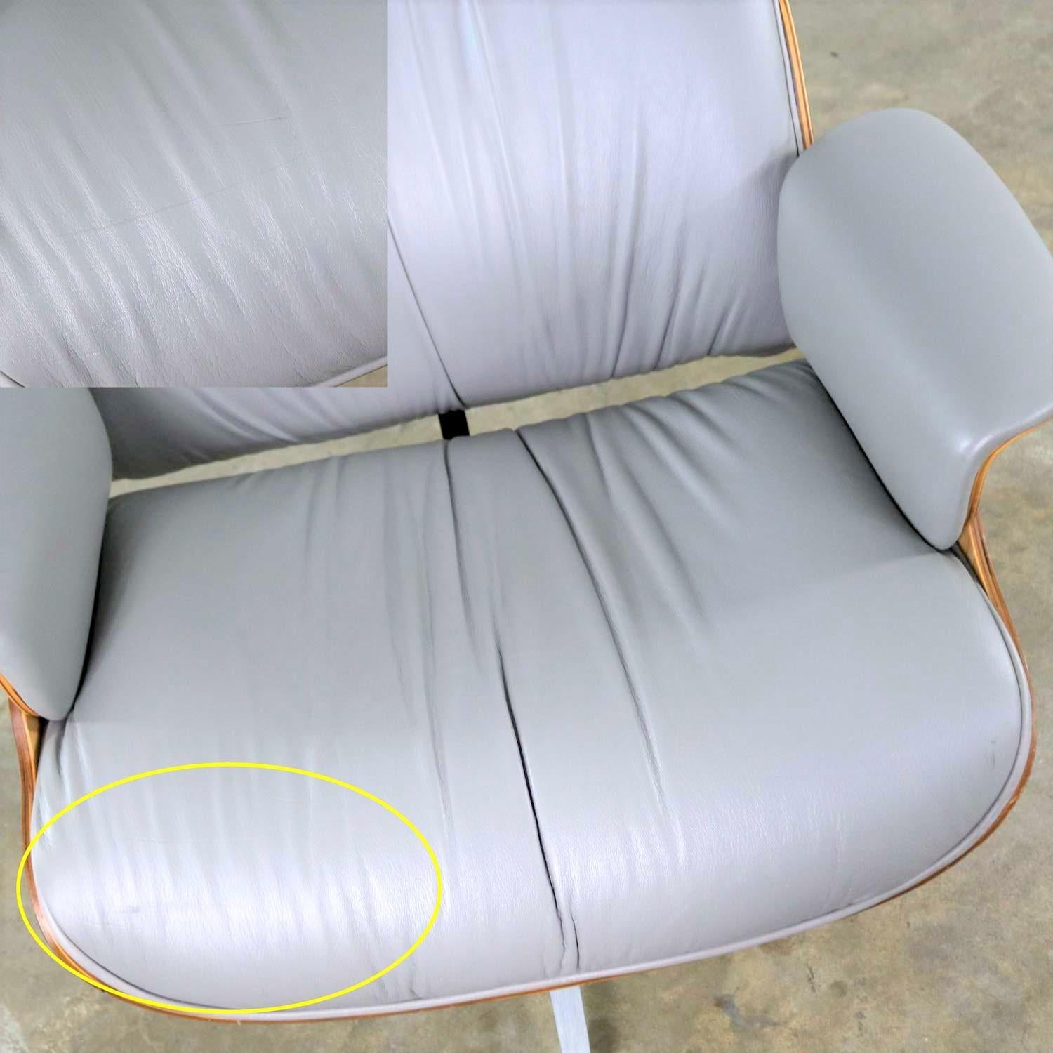 Midcentury Modern Plycraft Lounge Chair and Ottoman in Gray and Walnut 11