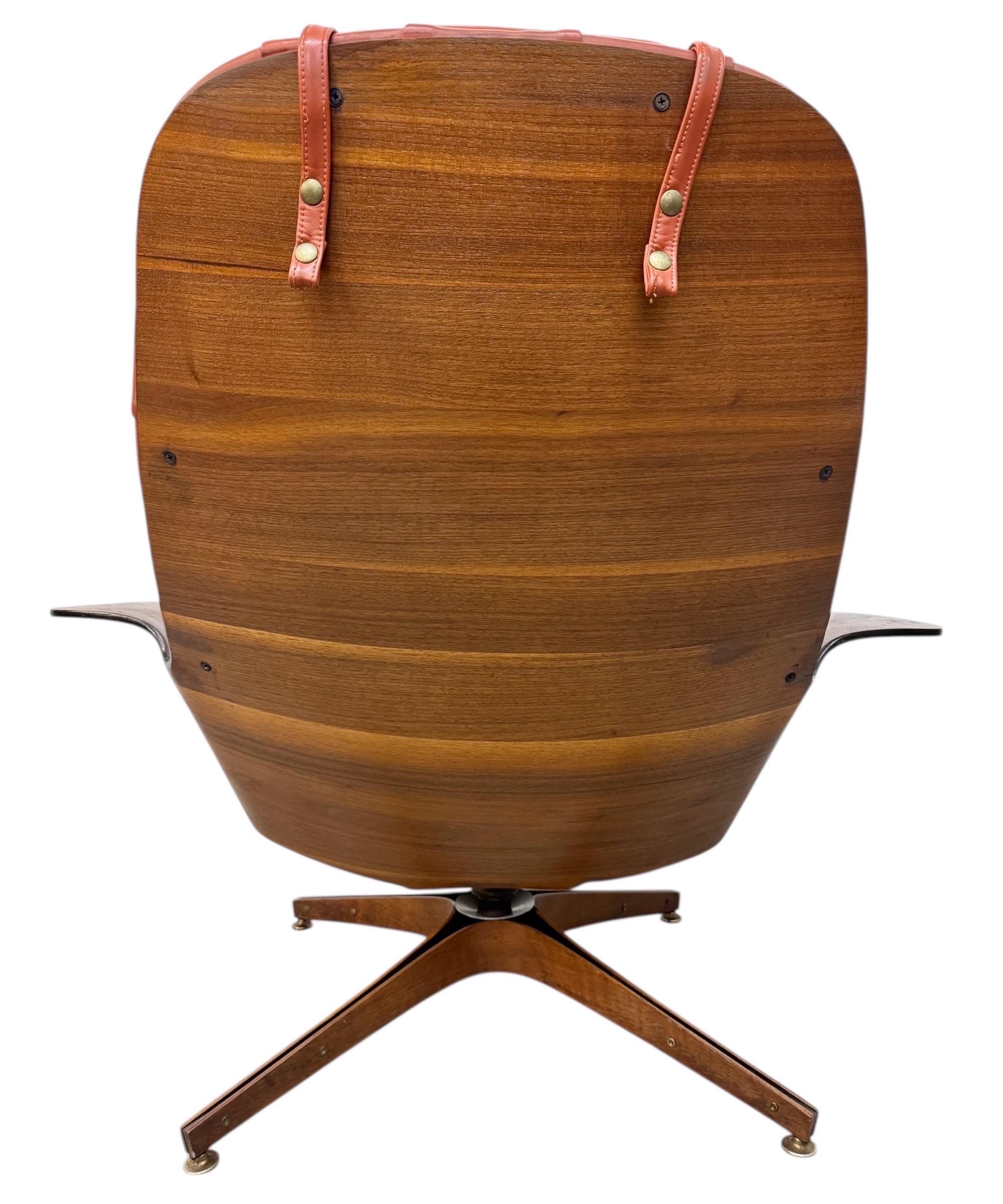 Métal Chaise et pouf Plycraft de style moderne du milieu du siècle en vente