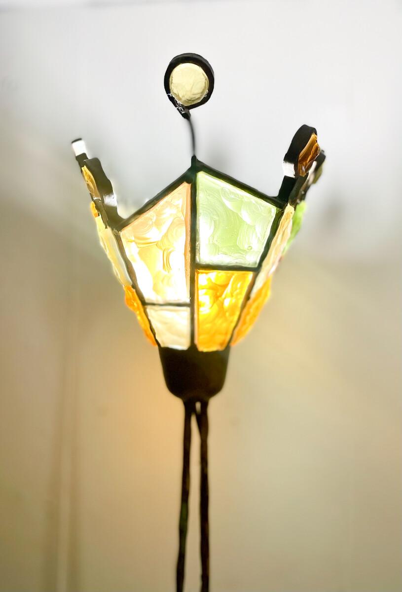 Glass Mid-Century Modern Poliarte Floor Lamp, Italy 1970s For Sale