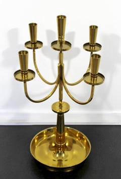 Mid-Century Modern Polished Brass Candelabra Tommi Parzinger Dorlyn 1950s 5-Arm