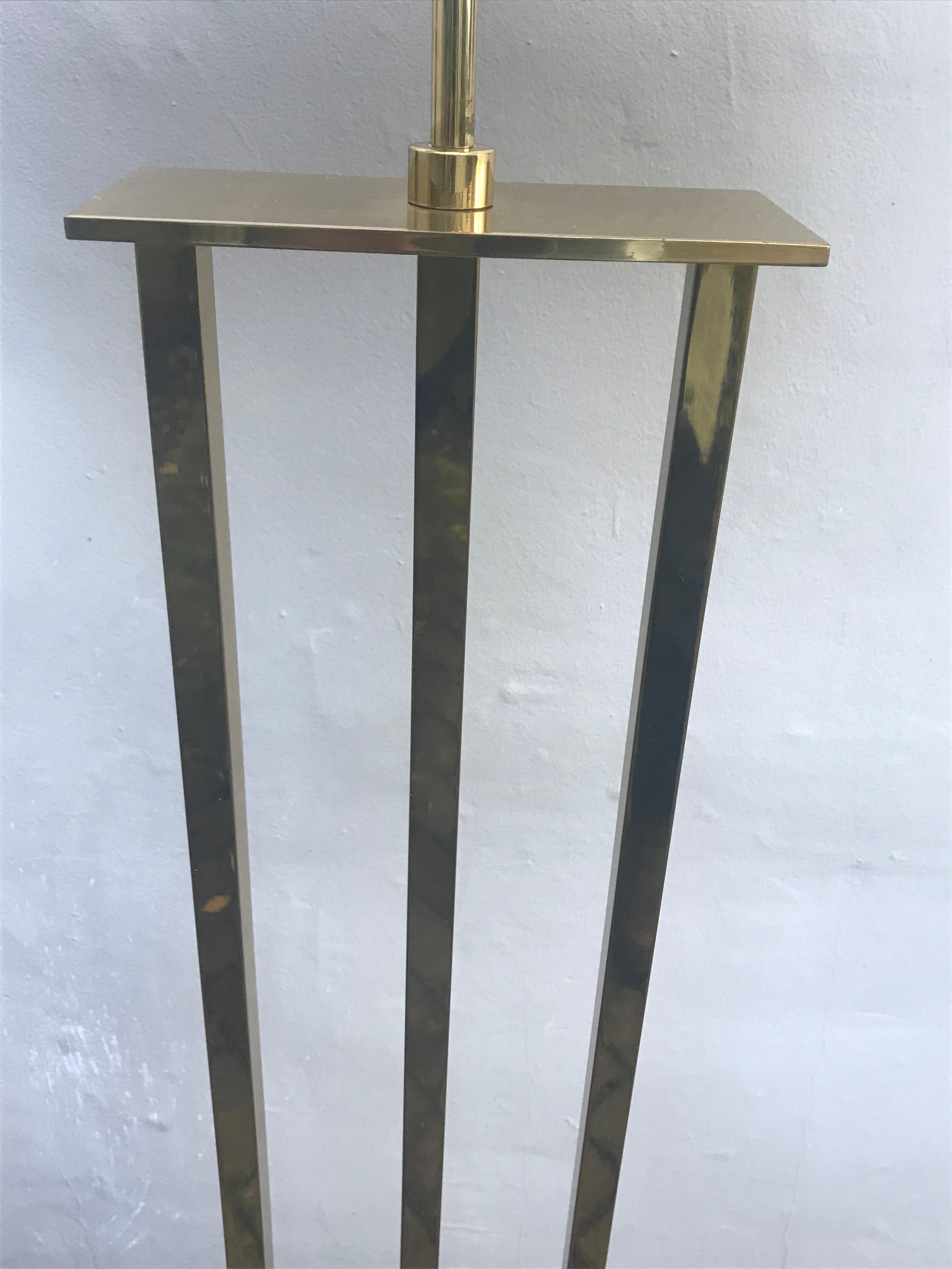 American Mid-Century Modern Polished Brass Floor Lamp in the Style of Karl Springer For Sale