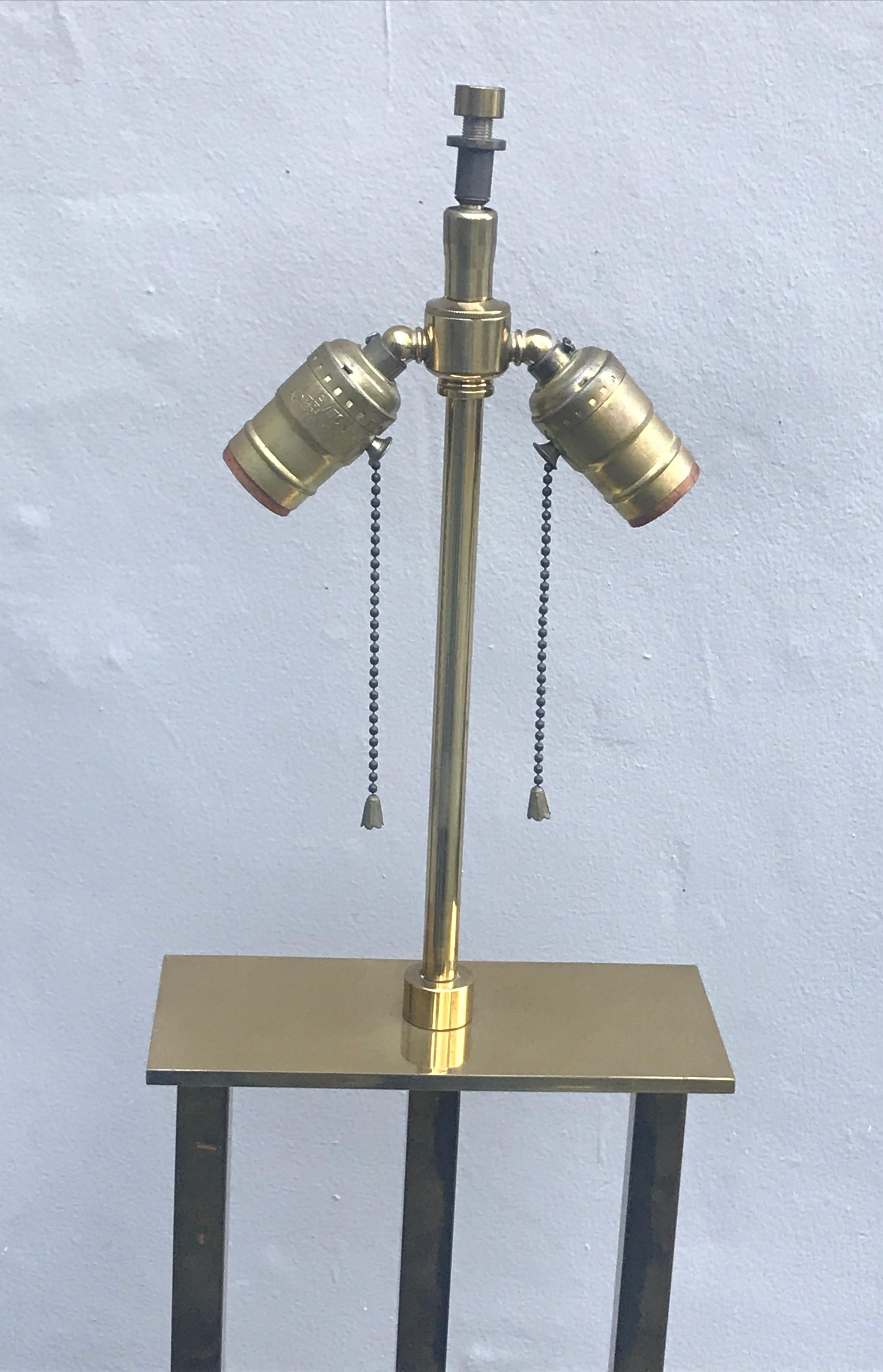 Late 20th Century Mid-Century Modern Polished Brass Floor Lamp in the Style of Karl Springer For Sale