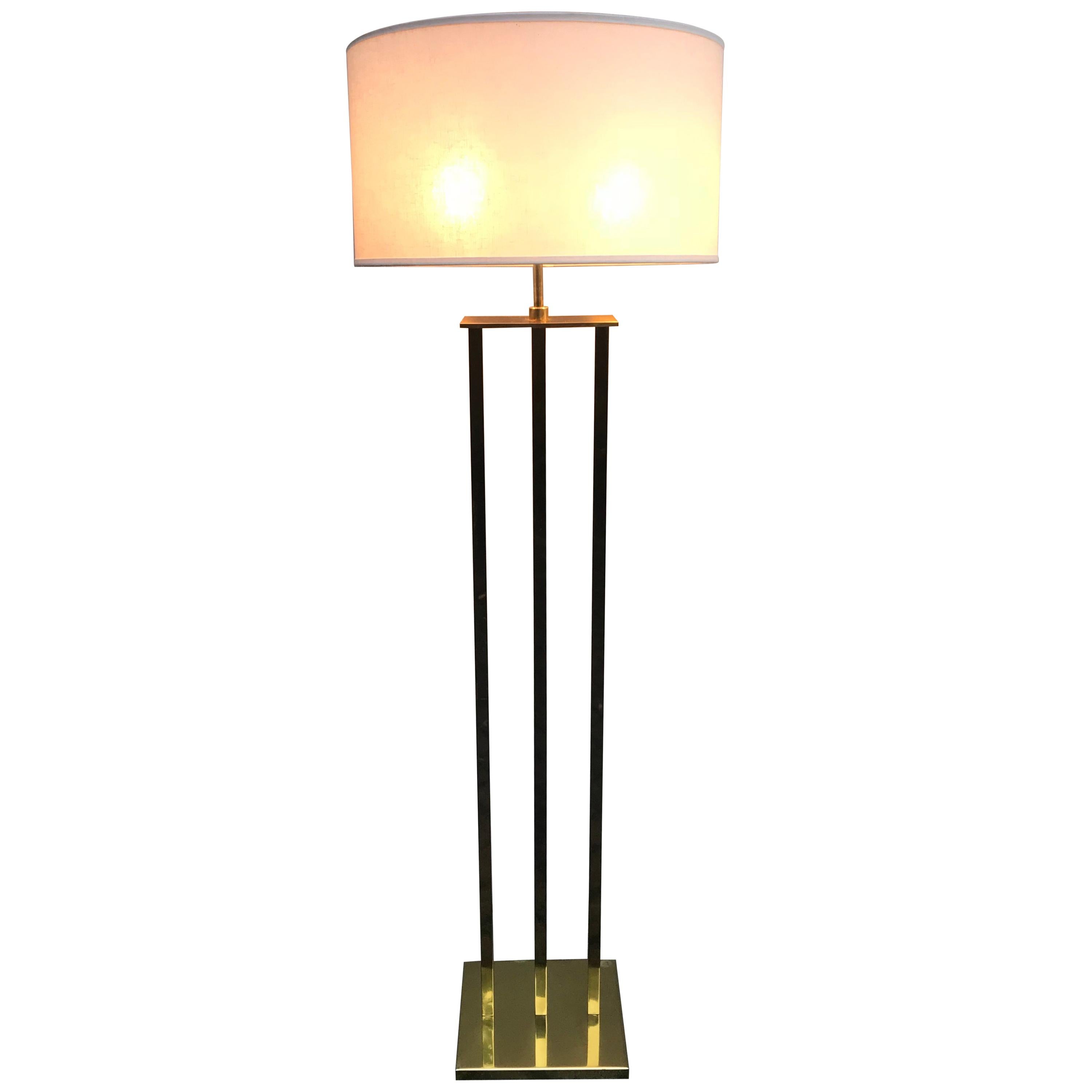 Mid-Century Modern Polished Brass Floor Lamp in the Style of Karl Springer For Sale