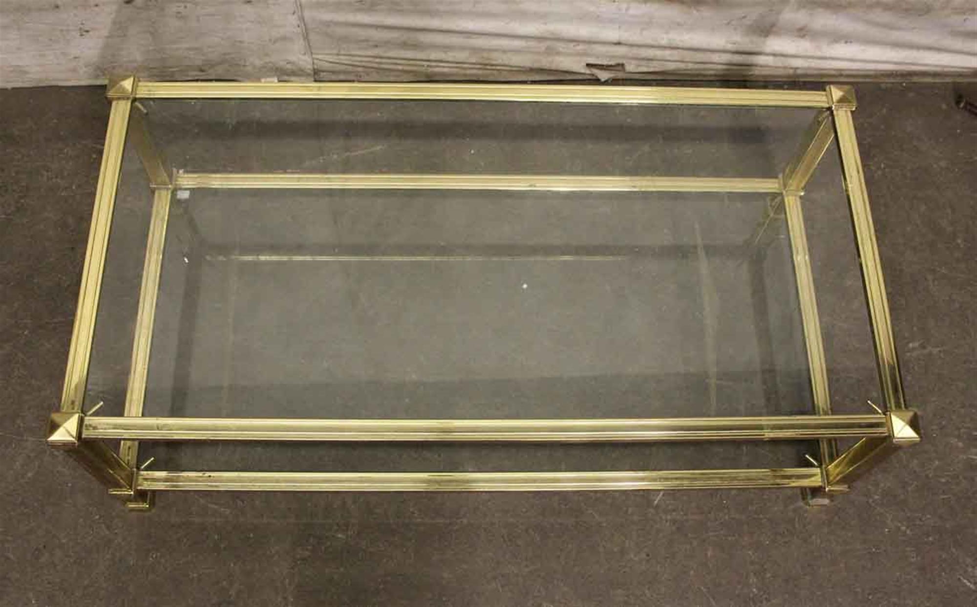 Italian Mid-Century Modern Polished Brass Rectangle Coffee Table, 1970s