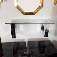 Mid-Century Modern Polished Chrome "Cityscape" Shelf Signed by Paul Evans