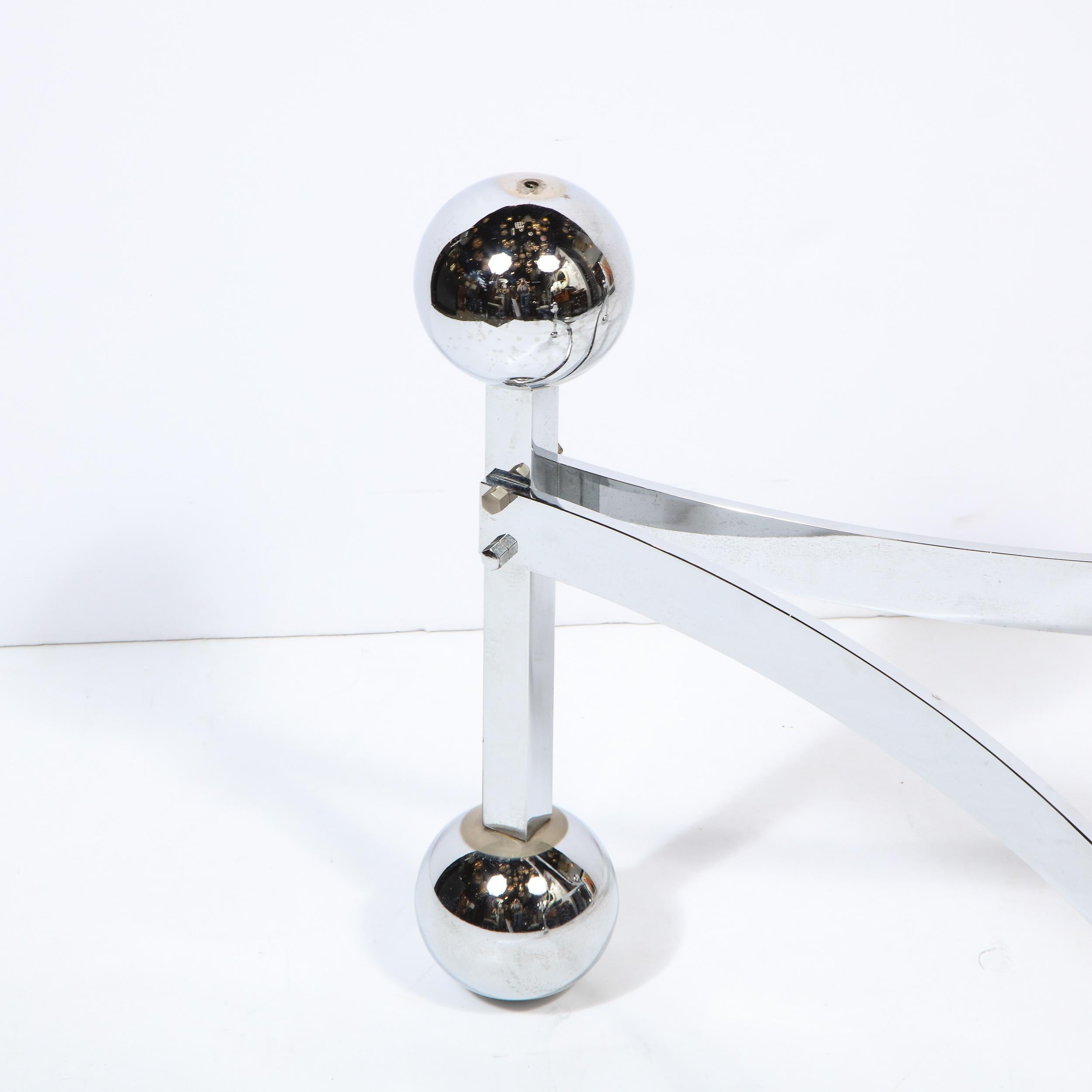 Mid-Century Modern Polished Chrome & Glass Cocktail with Spherical Detailing For Sale 5