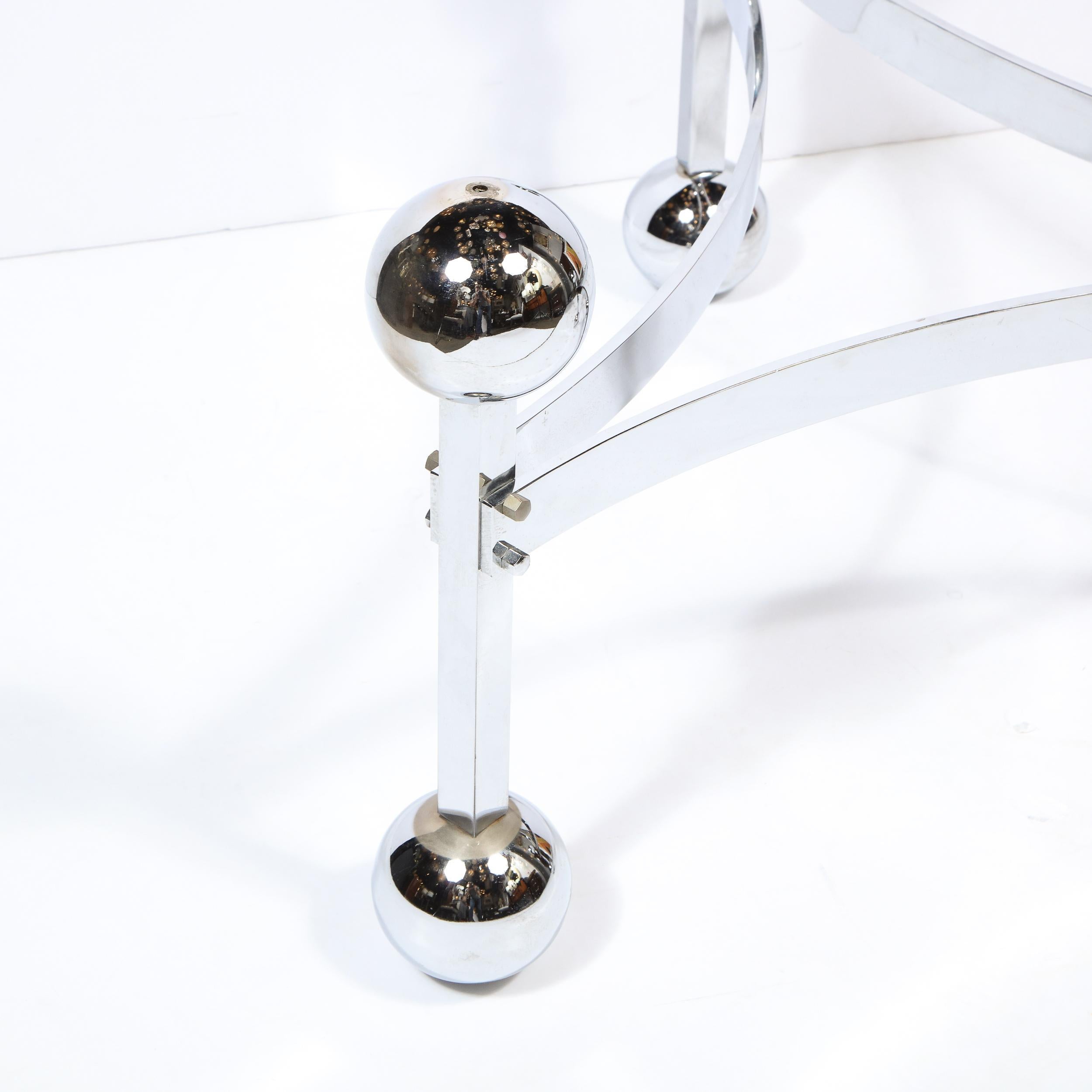 Mid-Century Modern Polished Chrome & Glass Cocktail with Spherical Detailing For Sale 7