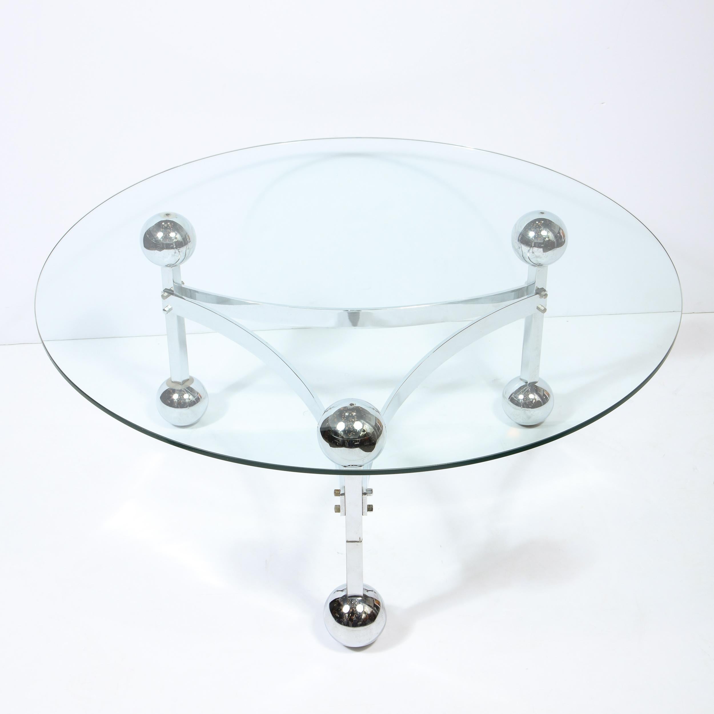 Mid-Century Modern Polished Chrome & Glass Cocktail with Spherical Detailing For Sale 3