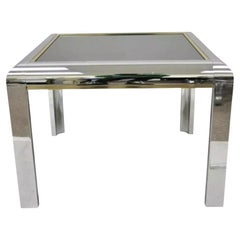 Beistelltisch aus poliertem Chrom im Stil von Milo Baughman mit Glasplatte, Mid-Century Modern