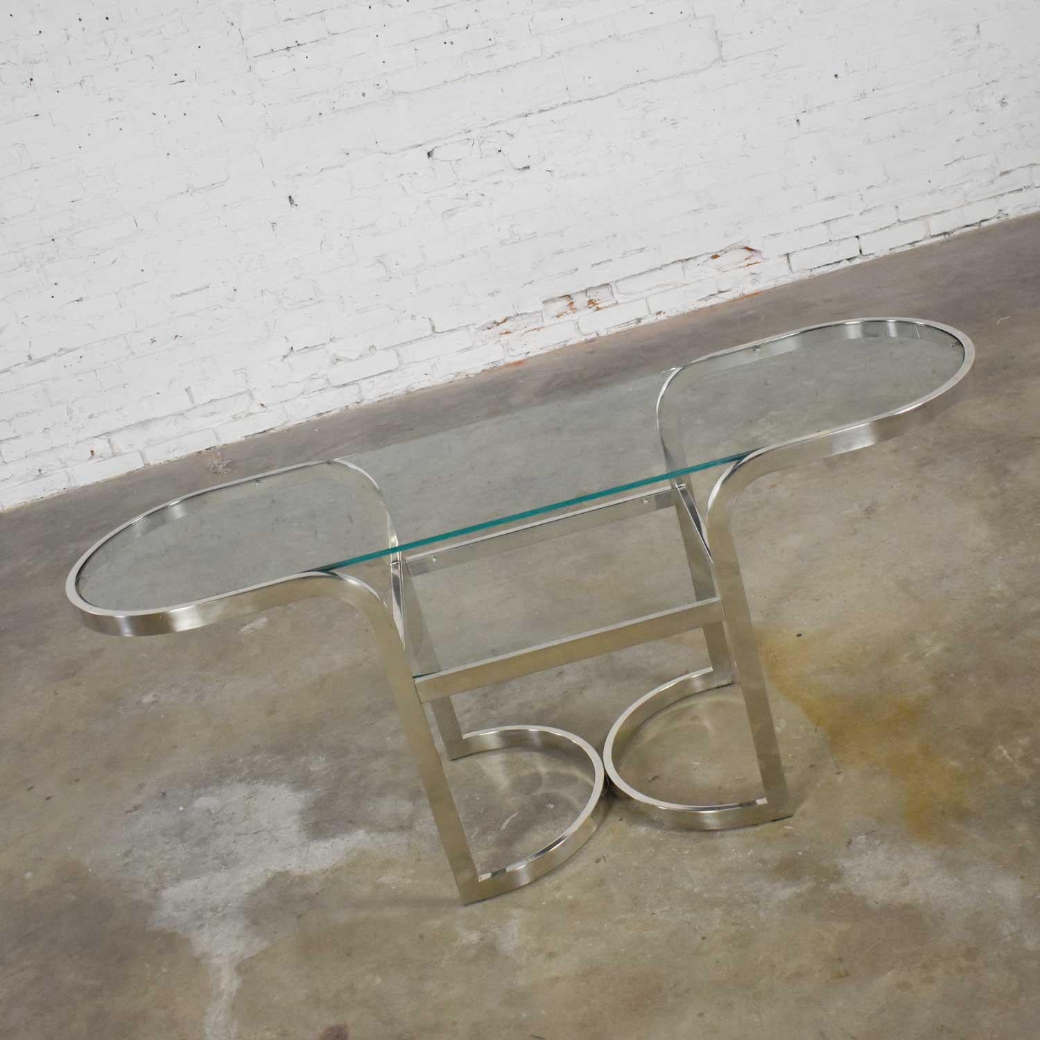 Mid-Century Modern Polished Chrome Oval Sofa or Console Table For Sale 5