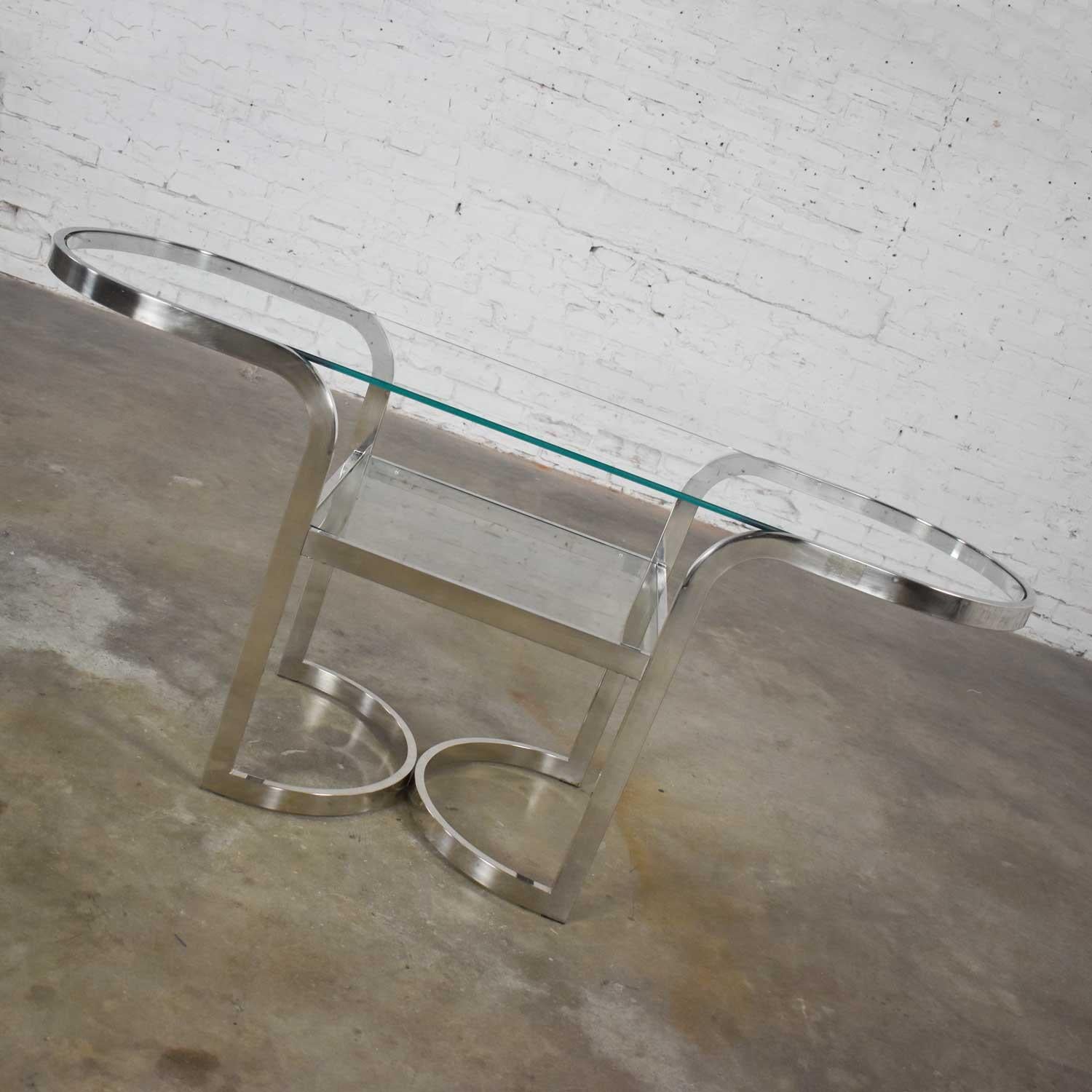 Mid-Century Modern Polished Chrome Oval Sofa or Console Table For Sale 6