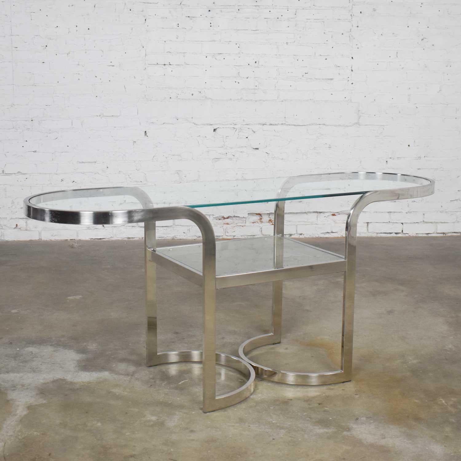 Unknown Mid-Century Modern Polished Chrome Oval Sofa or Console Table For Sale