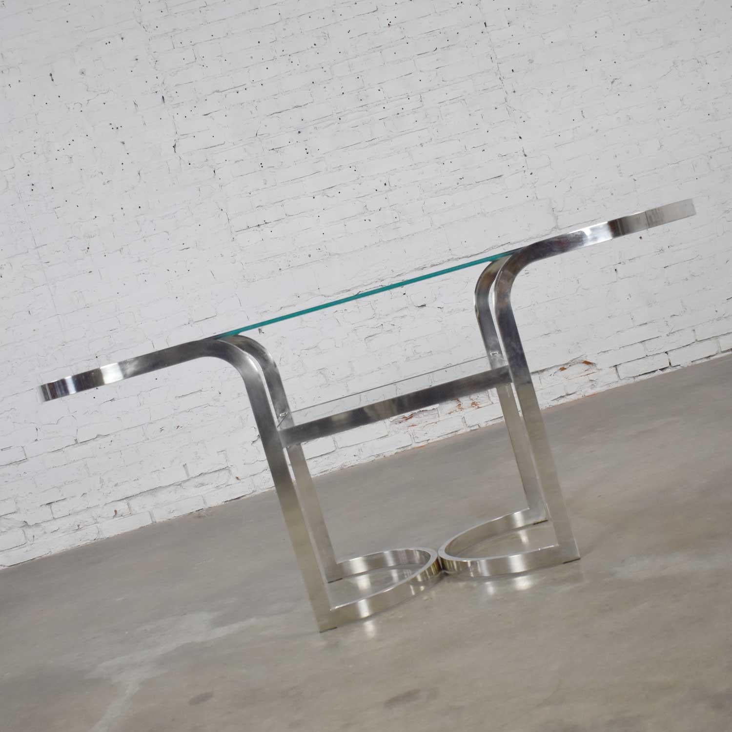 Mid-Century Modern Polished Chrome Oval Sofa or Console Table In Good Condition For Sale In Topeka, KS