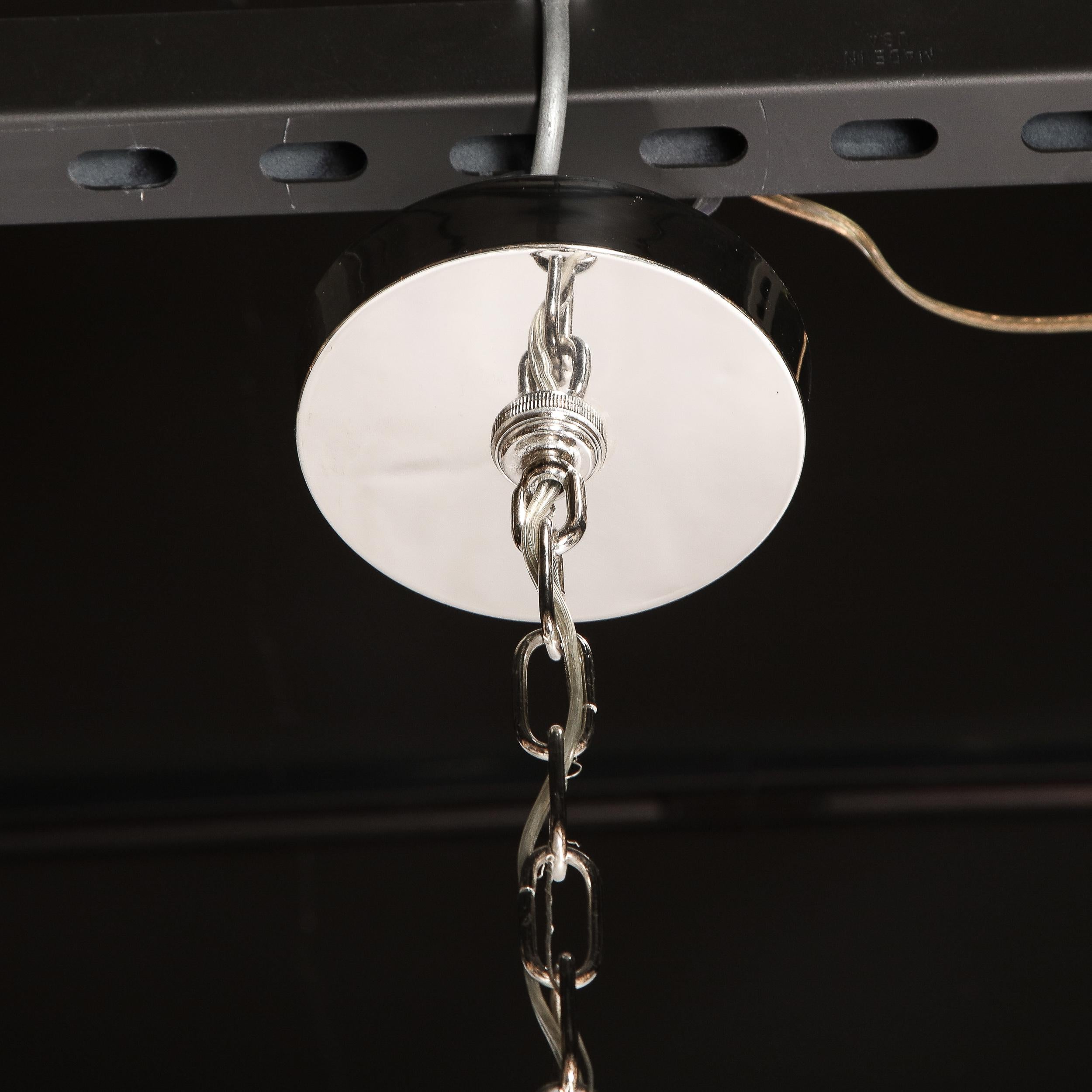 Mid-Century Modern Polished Chrome & Translucent Murano Glass Triedre Chandelier 2