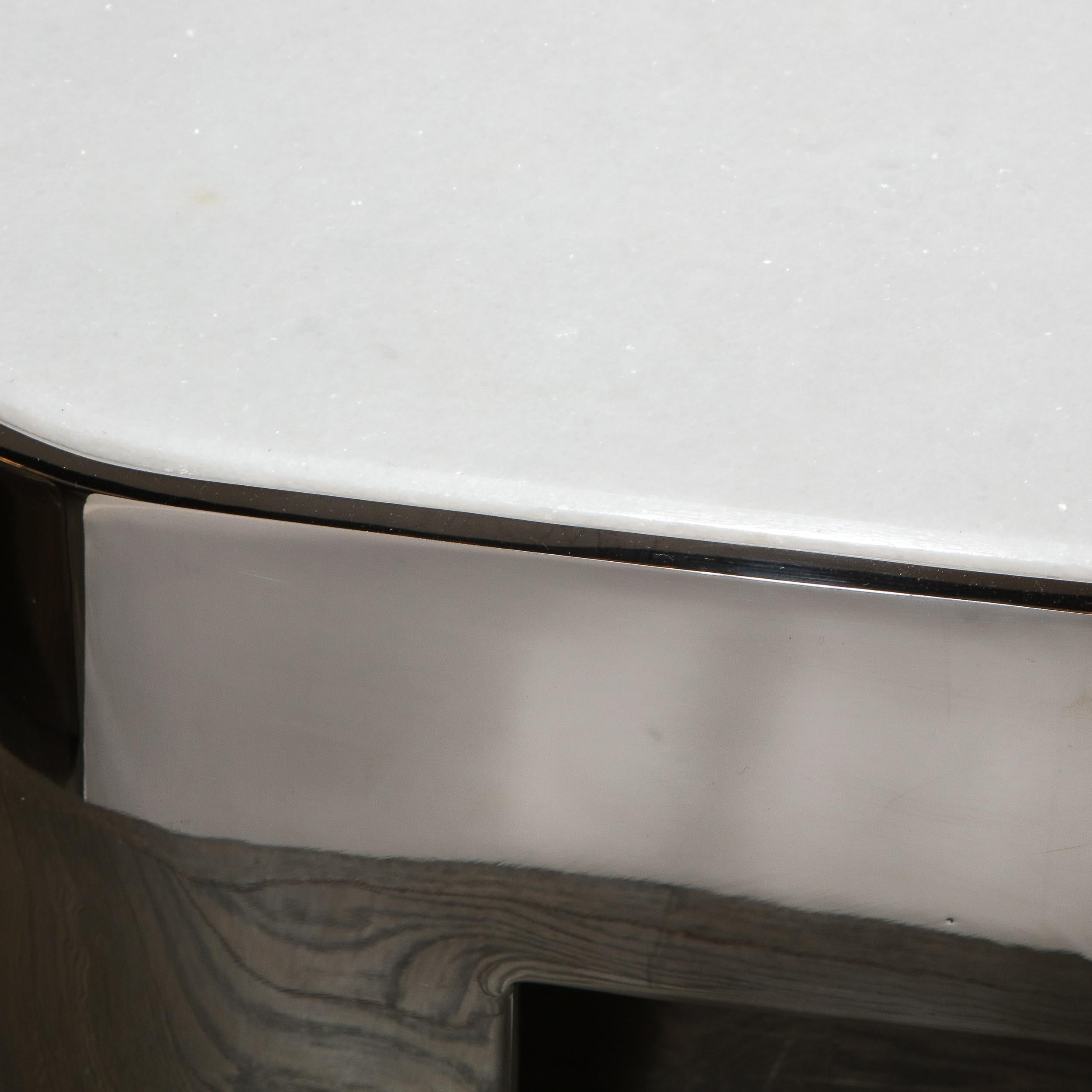 Late 20th Century Mid-Century Modern Polished Chrome & White Granite Cocktail Table by Ron Seff