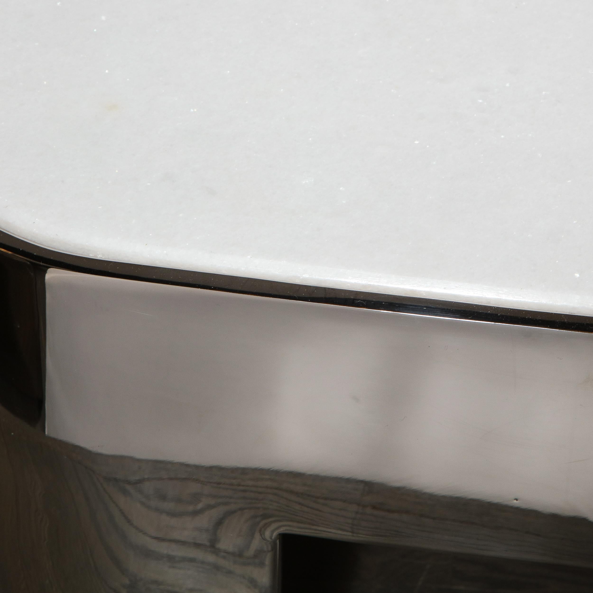 MidCentury Modern Polished Chrome and White Granite Cocktail Table by Ron Seff at 1stDibs