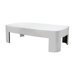 Mid-Century Modern Polished Chrome & White Granite Cocktail Table by Ron Seff