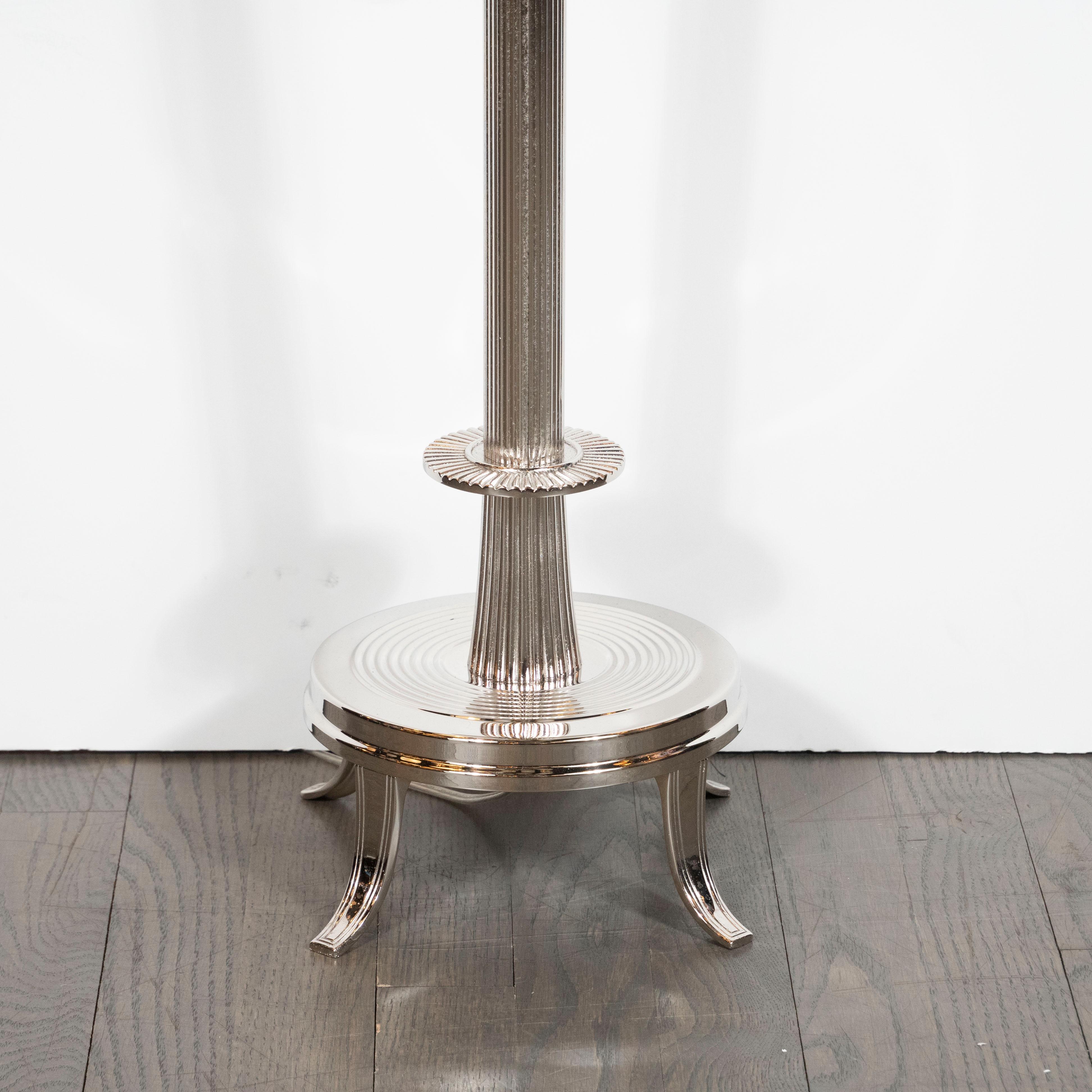 American Mid-Century Modern Polished Nickel Urn Form Torchère by Tommi Parzinger