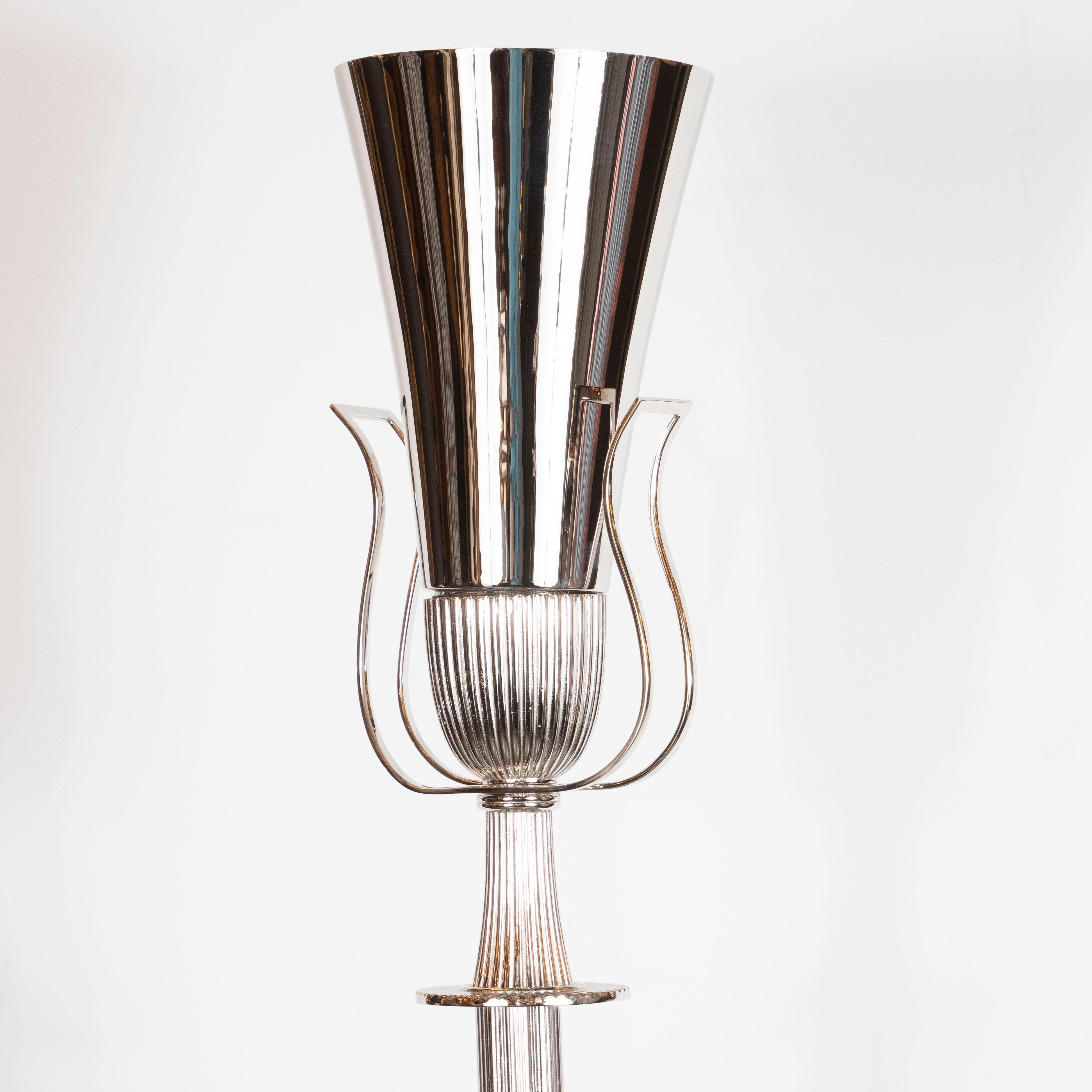 Mid-Century Modern Polished Nickel Urn Form Torchère by Tommi Parzinger In Excellent Condition For Sale In New York, NY