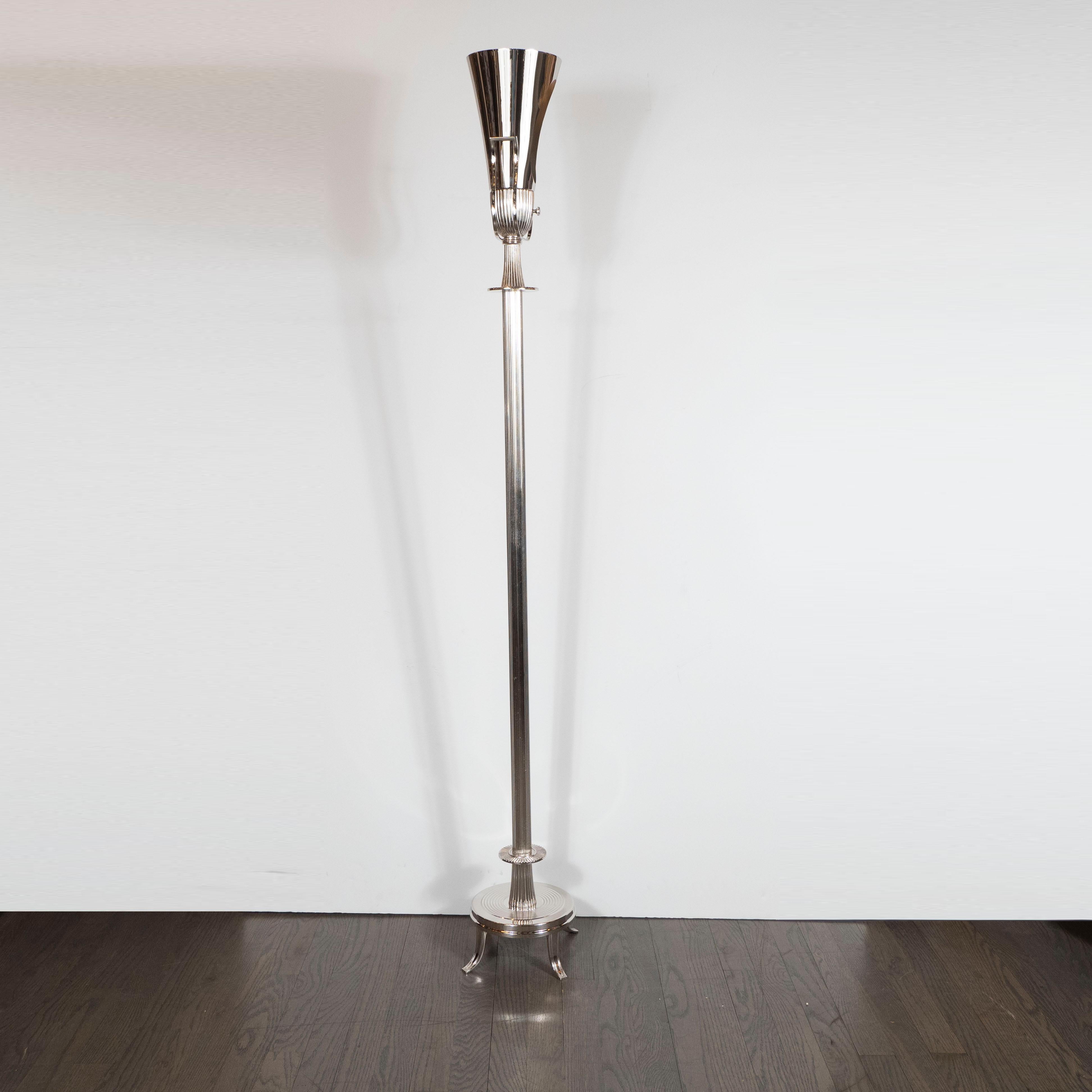 Mid-Century Modern Polished Nickel Urn Form Torchère by Tommi Parzinger 1