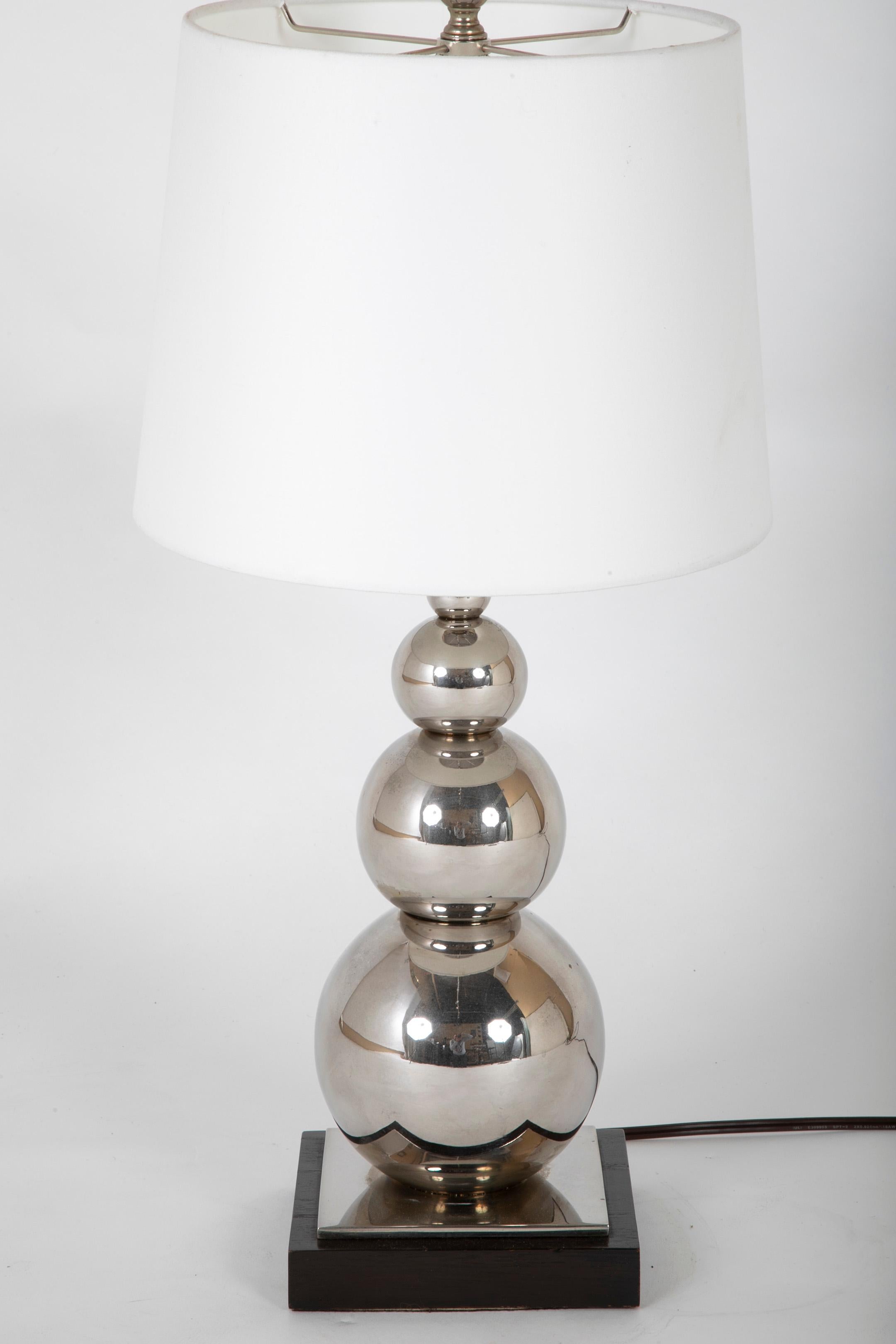 Mid-Century Modern Modern Polished Steel Stacked Ball Table Lamp By Visual Comfort