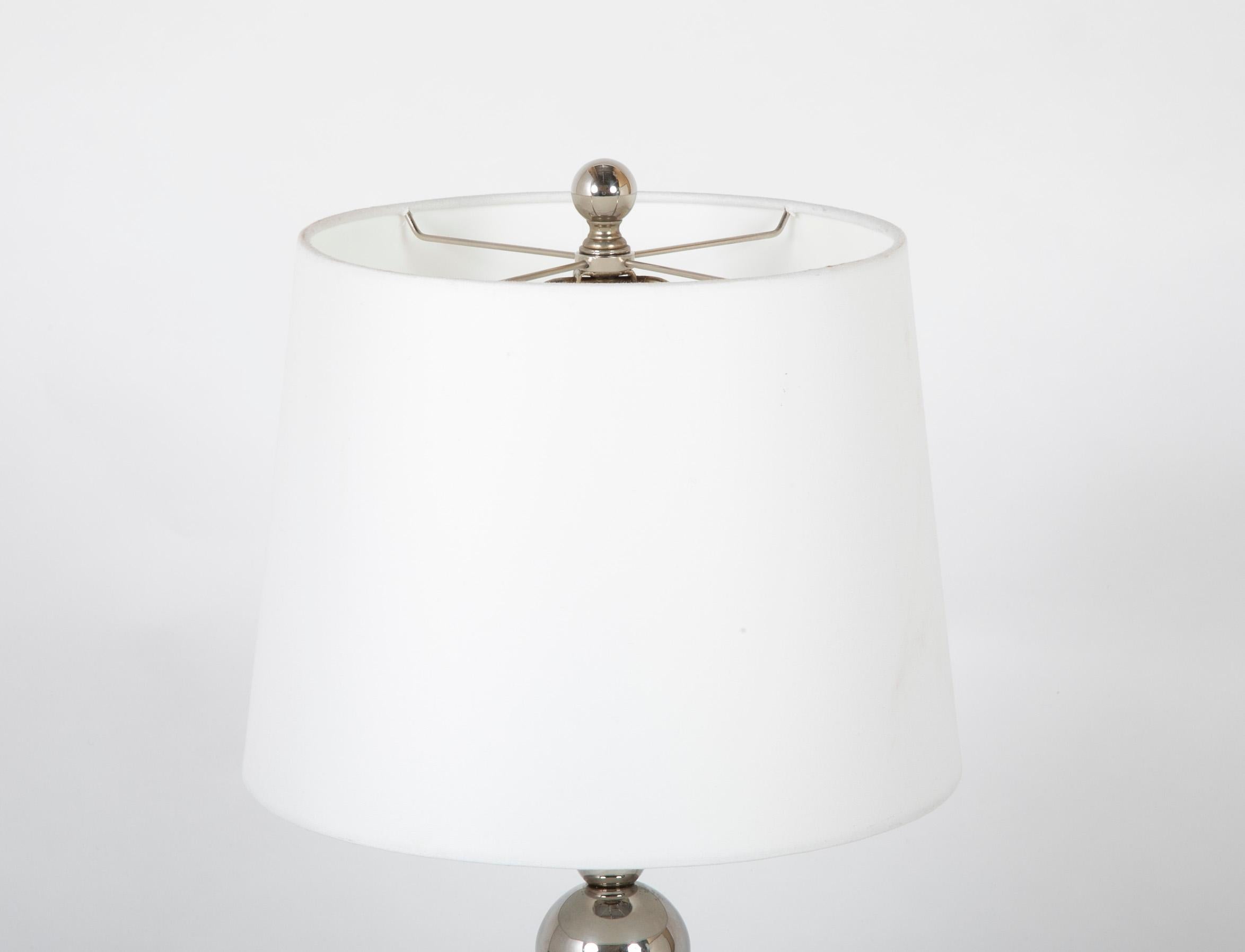 Contemporary Modern Polished Steel Stacked Ball Table Lamp By Visual Comfort