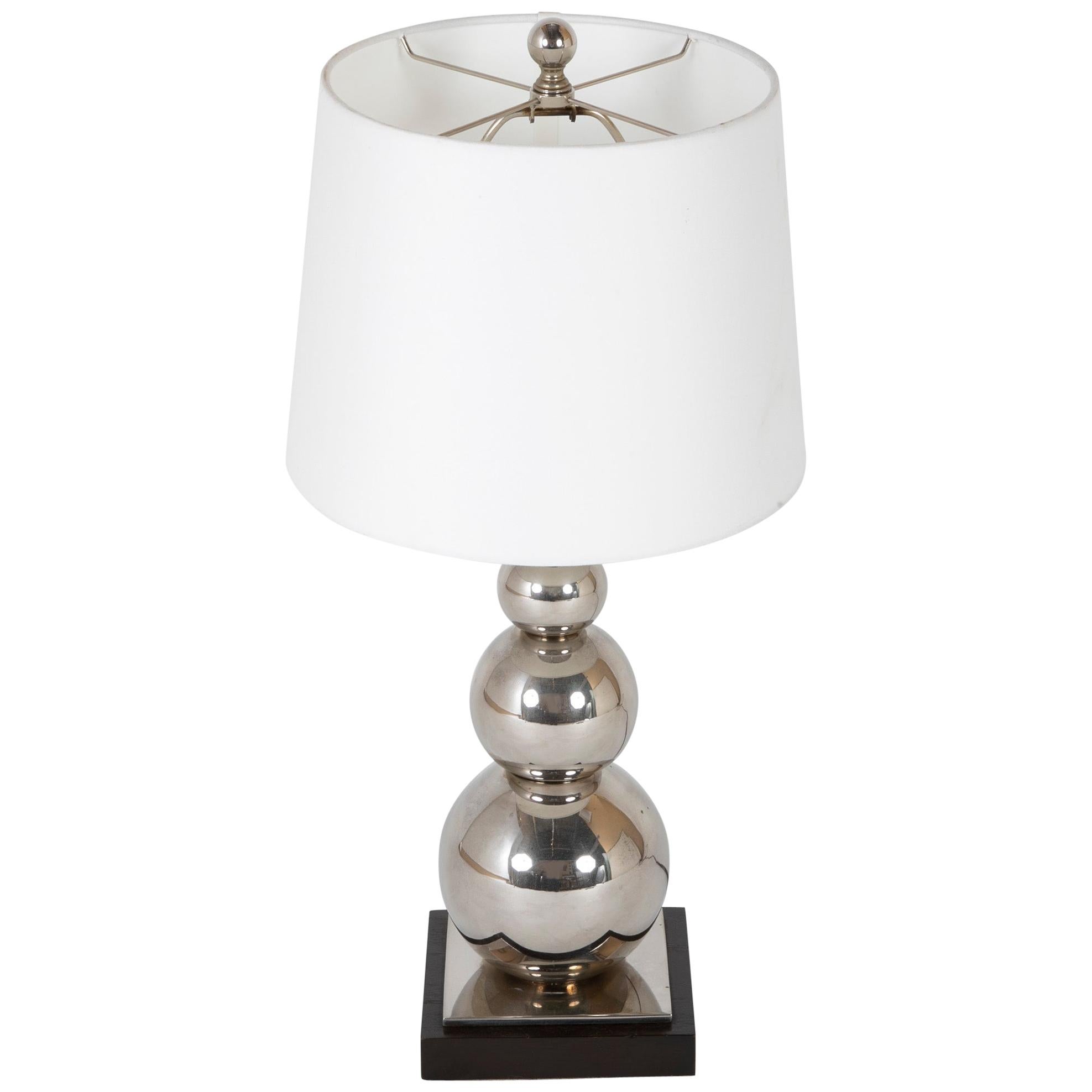 Modern Polished Steel Stacked Ball Table Lamp By Visual Comfort