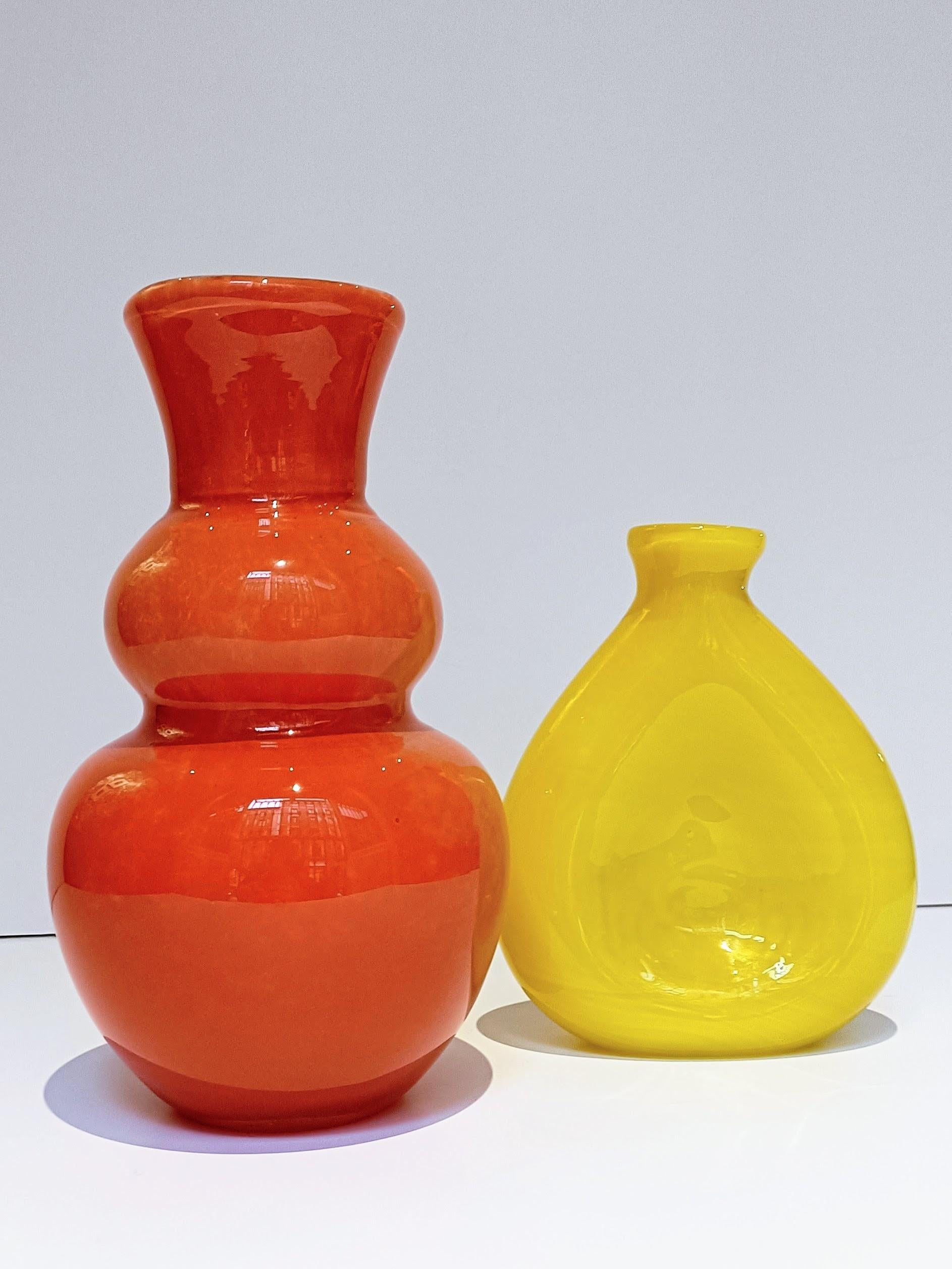 Vintage Italian Murano Glass Pop Art Style Pair of Signed Vases, 1960s For Sale 6
