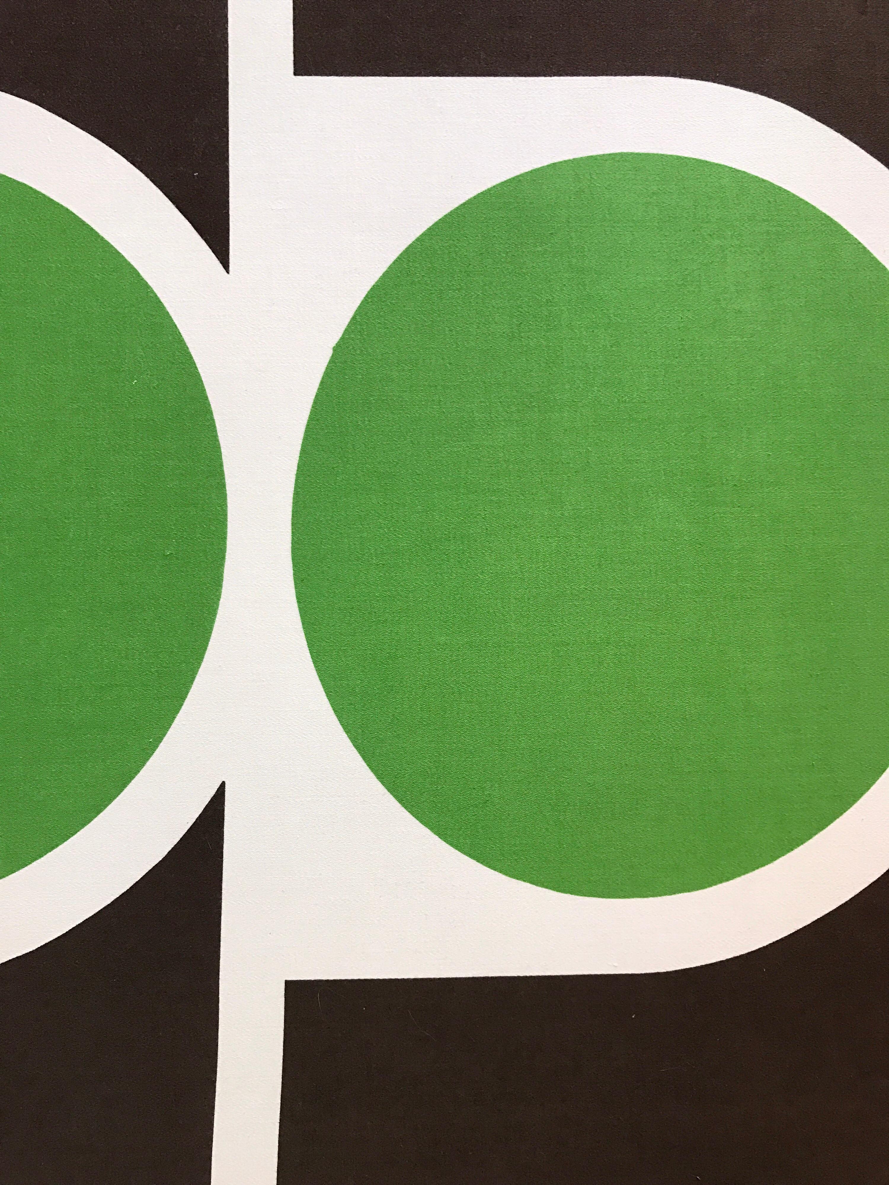 Fabuleux art textile encadré marron, vert et blanc intitulé 