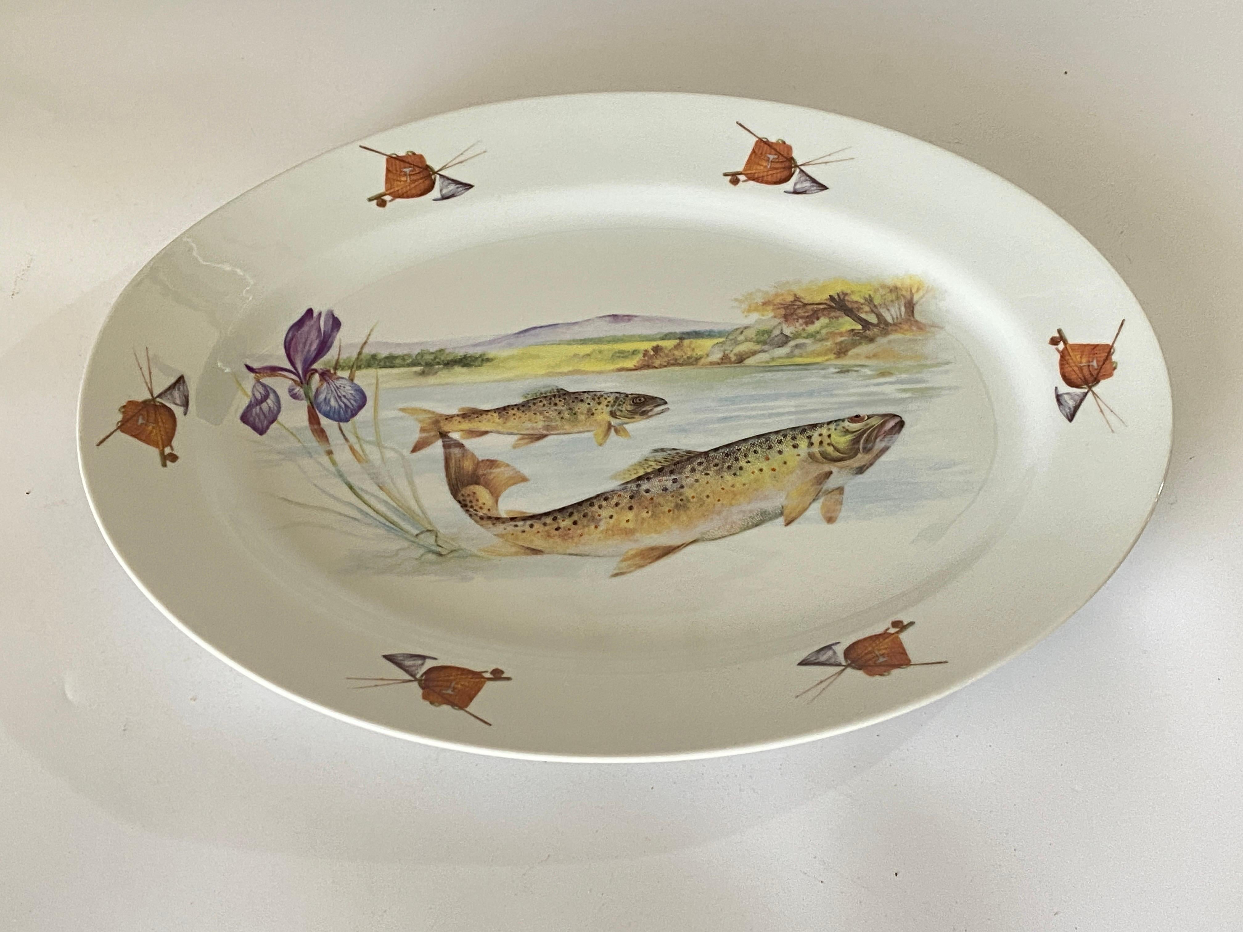Mid-20th Century Mid-Century Modern Porcelain Fish Dish by Limoges France For Sale